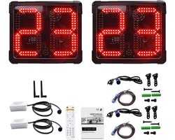 Digitaal Scorebord Elektronisch Scorebord, 2 Stuks Gesynchroniseerd Rood Kleur Basketbal Elektronisch Scorebord 12 Seconden Countdown Spel Scorebord Led Klok Voor Mul