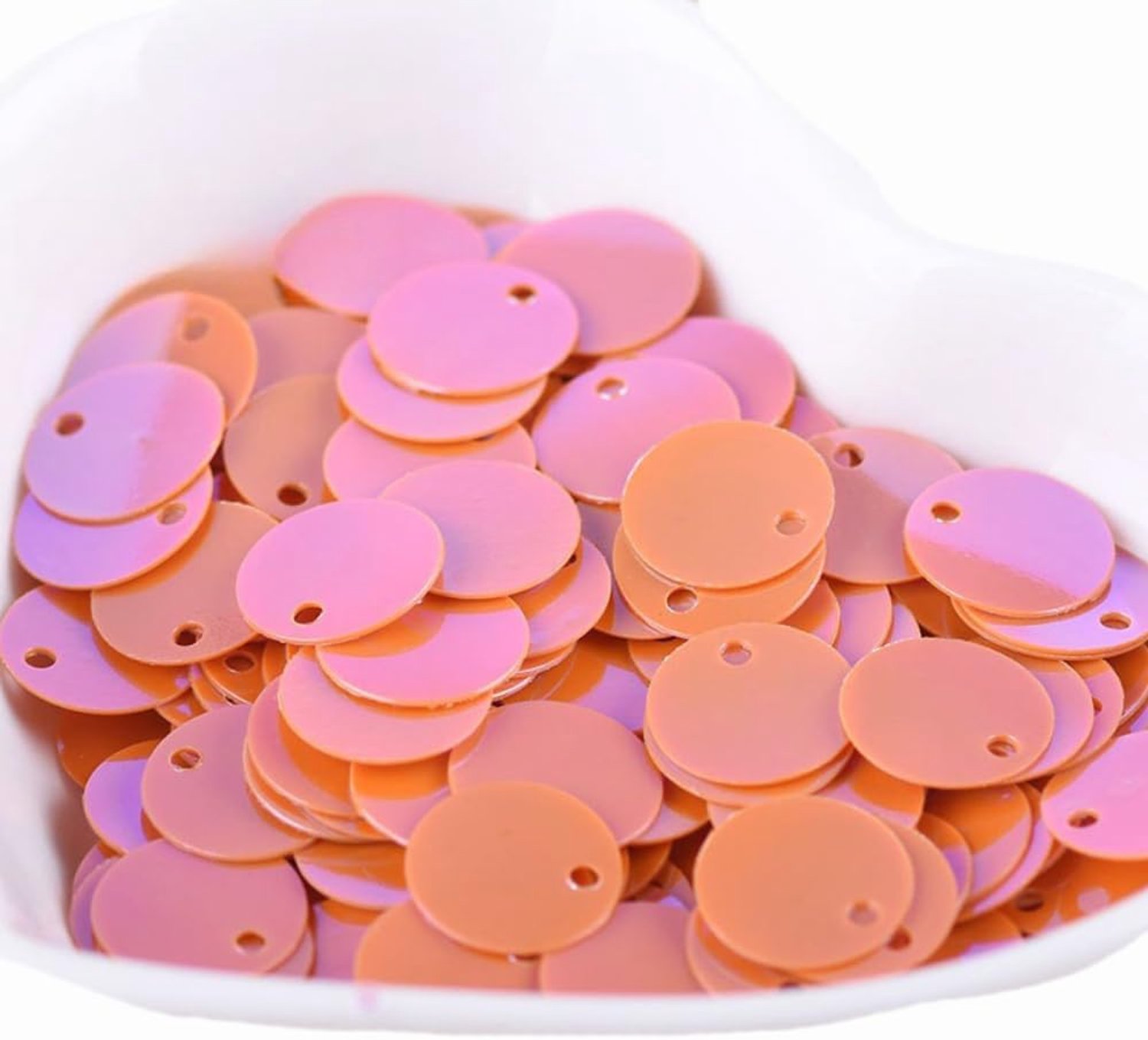 Pailletten ca. 1200 stuks 10 mm ronde pailletten losse pailletten met gat pailletten voor het knutselen voor DIY naaien handwerk sieraden maken kledingdecoratie woondecoratie, oranje