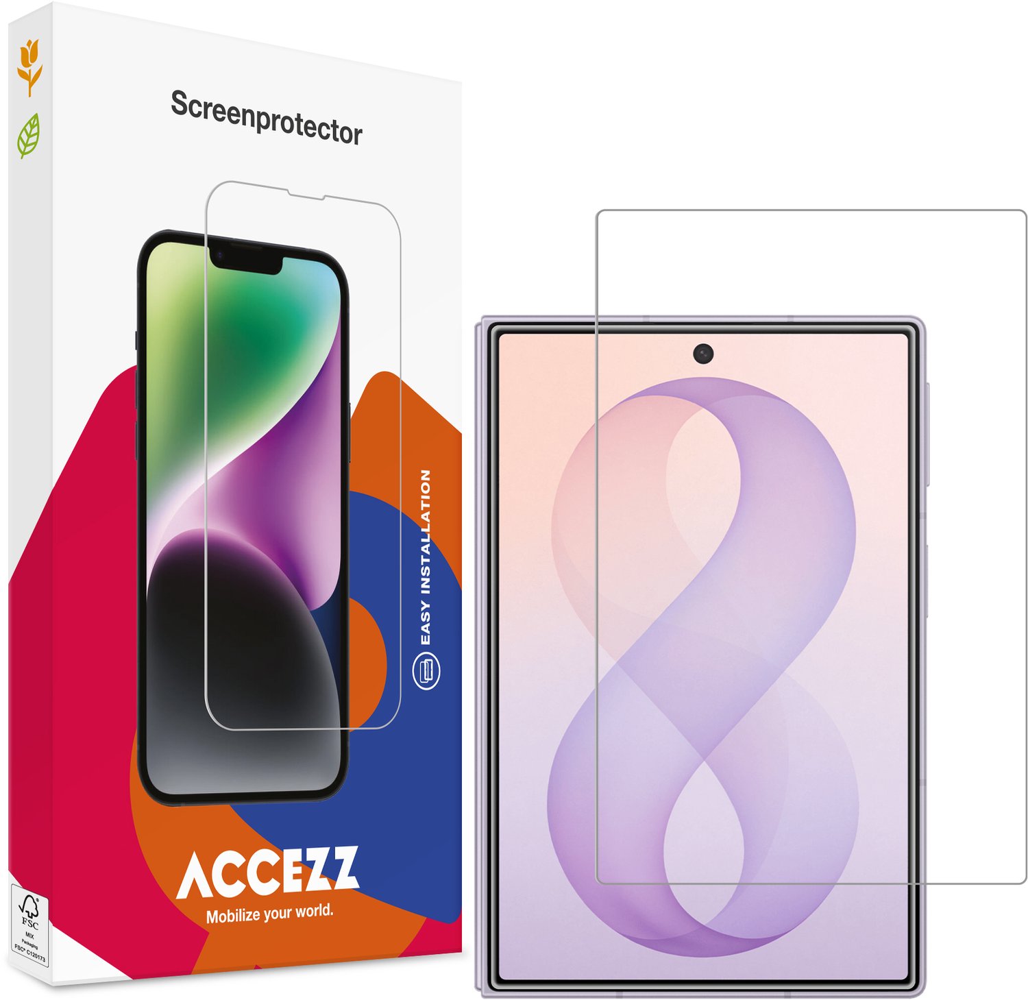 Accezz Screen Protector - Geschikt voor Samsung Galaxy Z Fold 8 - Gehard Glas Screenprotector