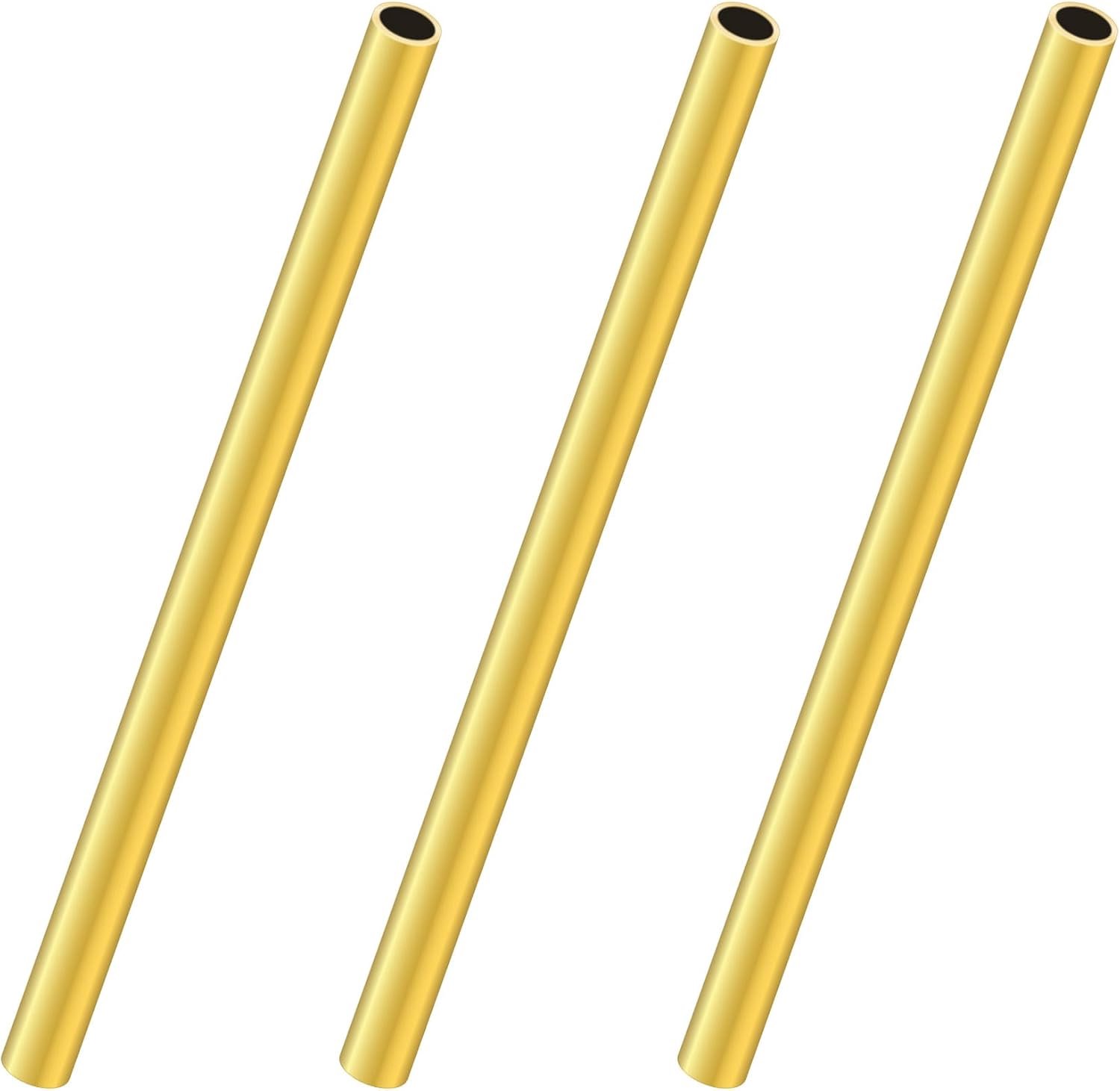 Messing buis 5 mm OD x 0,5 mm wanddikte x 200 mm lengte, naadloze ronde messing buizen voor doe-het-zelf handwerk (3 stuks)