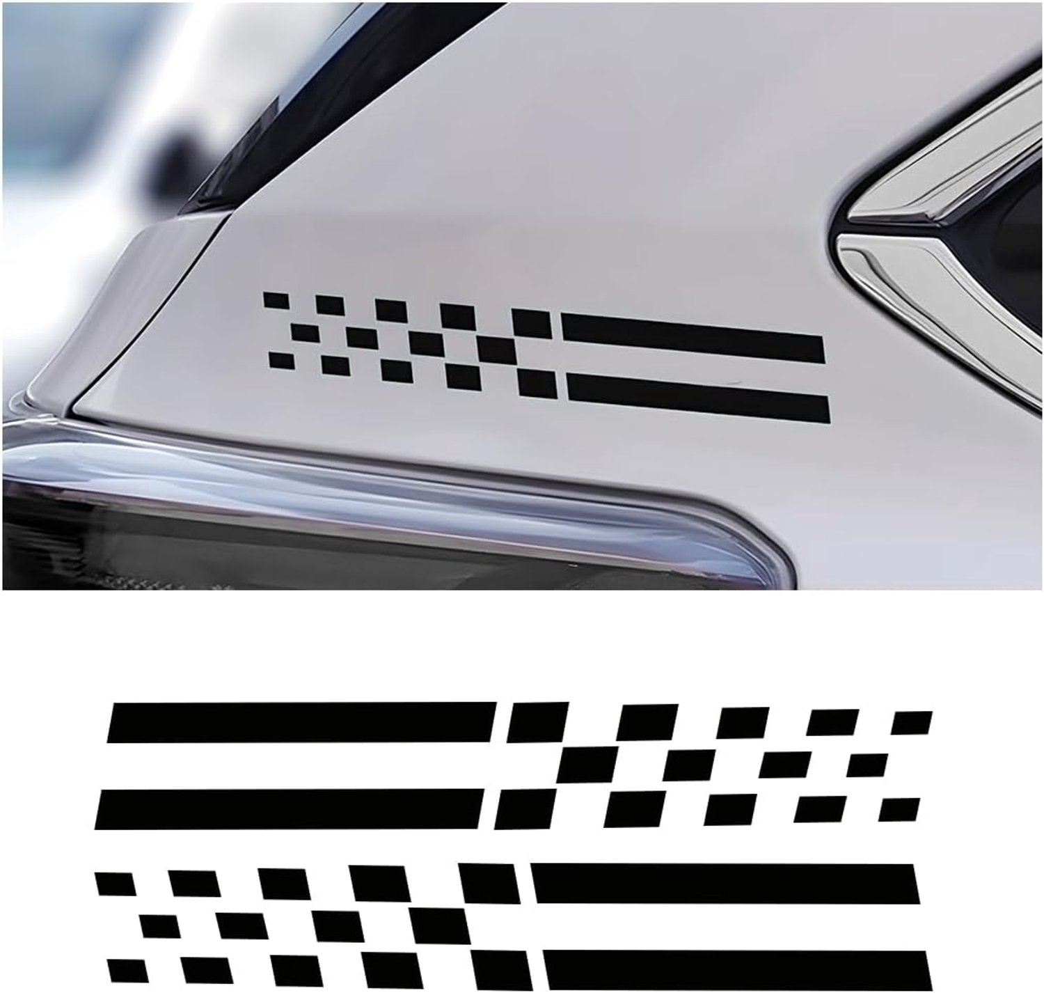 2 stuks reflecterende stickers, achteruitkijkspiegelstickers, reflecterende strepen, waterdichte zijstickers, doe-het-zelf persoonlijkheid, autostickers (zwart)