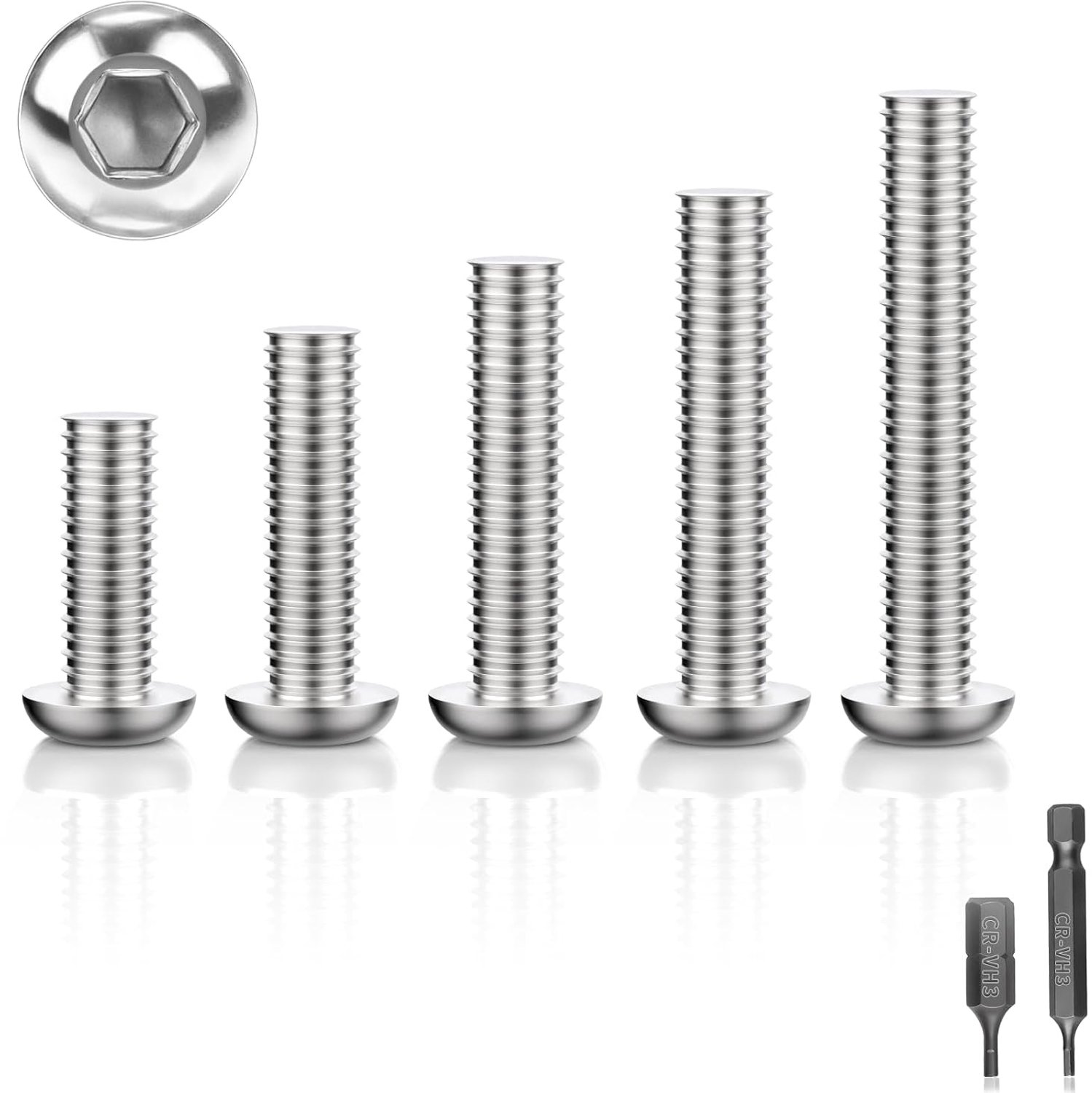 70 stuks platte kopschroeven binnenzeskant volledige schroefdraad M5 x 16