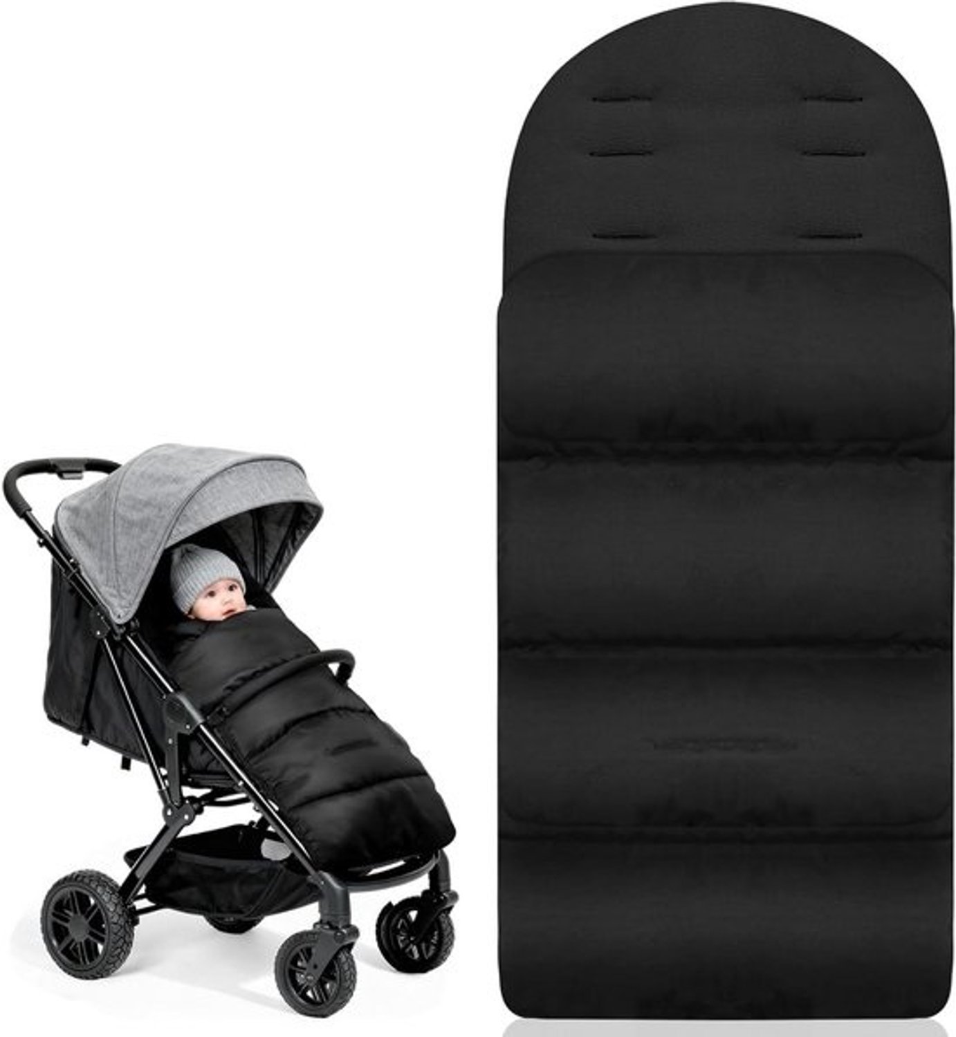 Universele Voetenzak - Baby slaapzak voor kinderwagen - Houdt baby warm - Waterdicht en winddicht - Universele maat - Zwart