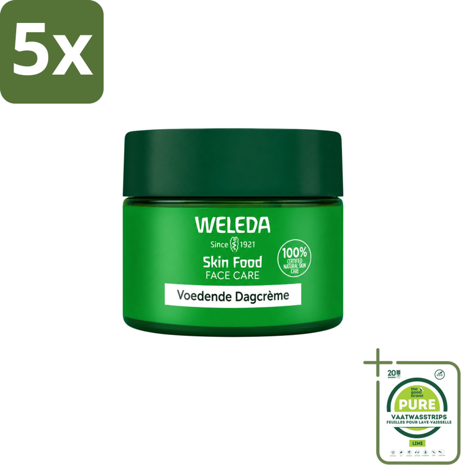 5 x WELEDA - Dagcrème Skin Food - Voedend - 40 ml - Grootverpakking - Vaatwasstrips - Huidverzorging - Voedende Crème - Dagcrème - Hydratatie - Natuurlijke Huid