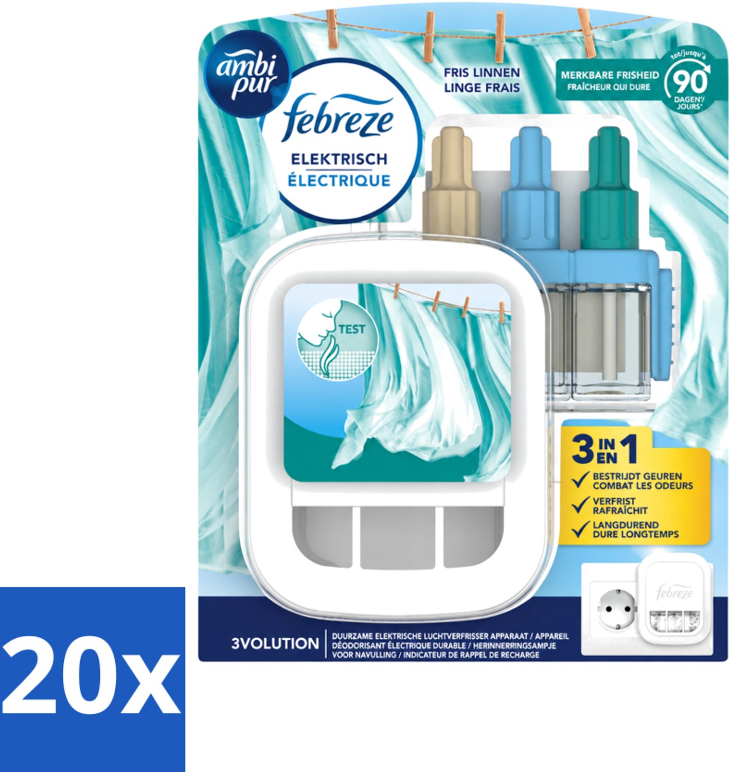 20 x Ambi Pur - 3Volution - Starterkit - Fresh Linnen - 20 ml - Voordeelverpakking - 20 stuks