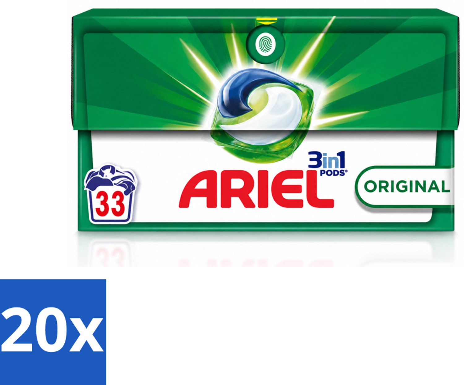 20 x Ariel - 3in1 Wasmiddel Pods - Original - 33 Pods - Voordeelverpakking - 20 stuks
