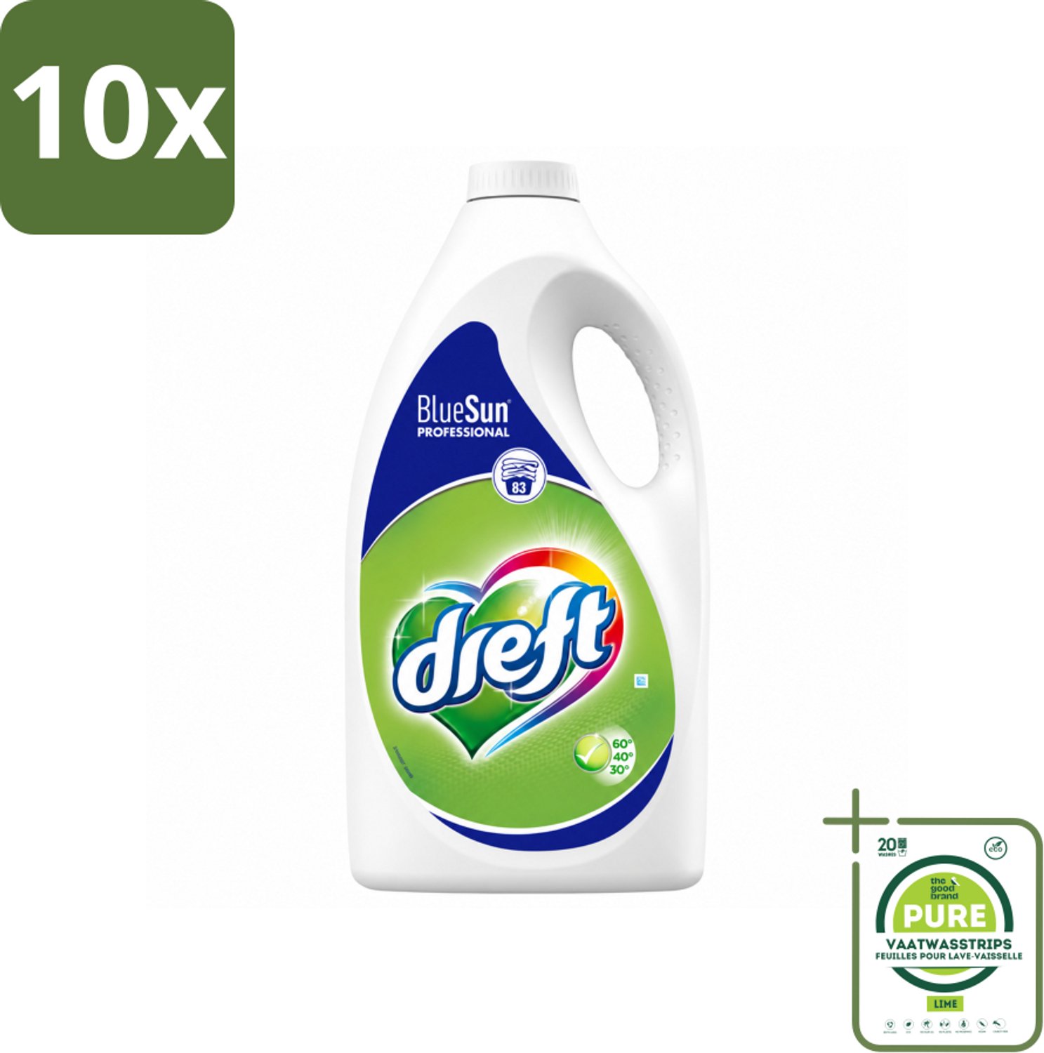 10 x Dreft - Vloeibaar Wasmiddel - Professional - Voor dagelijks gebruik - 83 Wasbeurten - Grootverpakking - Vaatwasstrips - Wasmiddel - Vlekverwijdering - Waskracht - Wasmachine - Wasbeurt