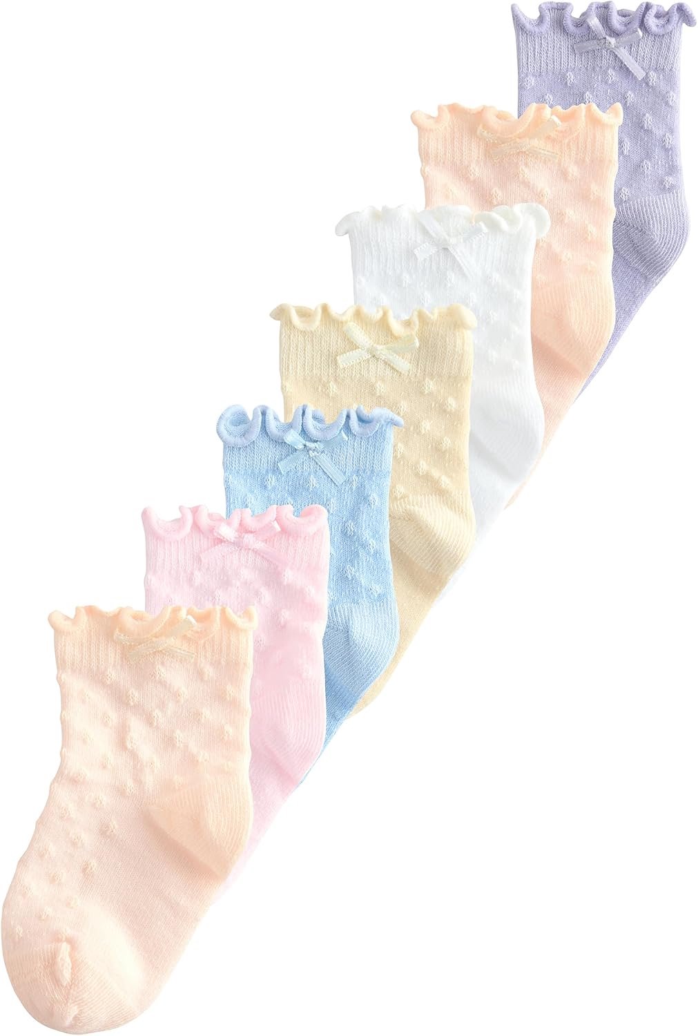 NEXT Babymeisjes Sokken 7-Pack met Ruches en Strikjes - Pastel
