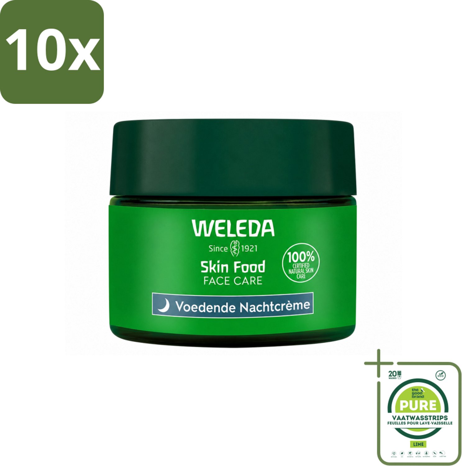 10 x WELEDA - Nachtcrème voedend - Skin Food - 40 ml - Grootverpakking - Vaatwasstrips - Nachtcrème - Voedende Crème - Huidherstel - Huidbarrière - Celvernieuwing