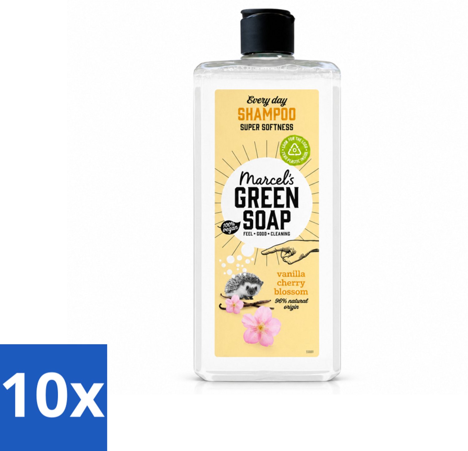 10 x Marcel's Green Soap - Every Day Shampoo - Vanilla & Cherry Blossom - Versterkt & verzorgt - 300 ml - Voordeelverpakking - 10 stuks