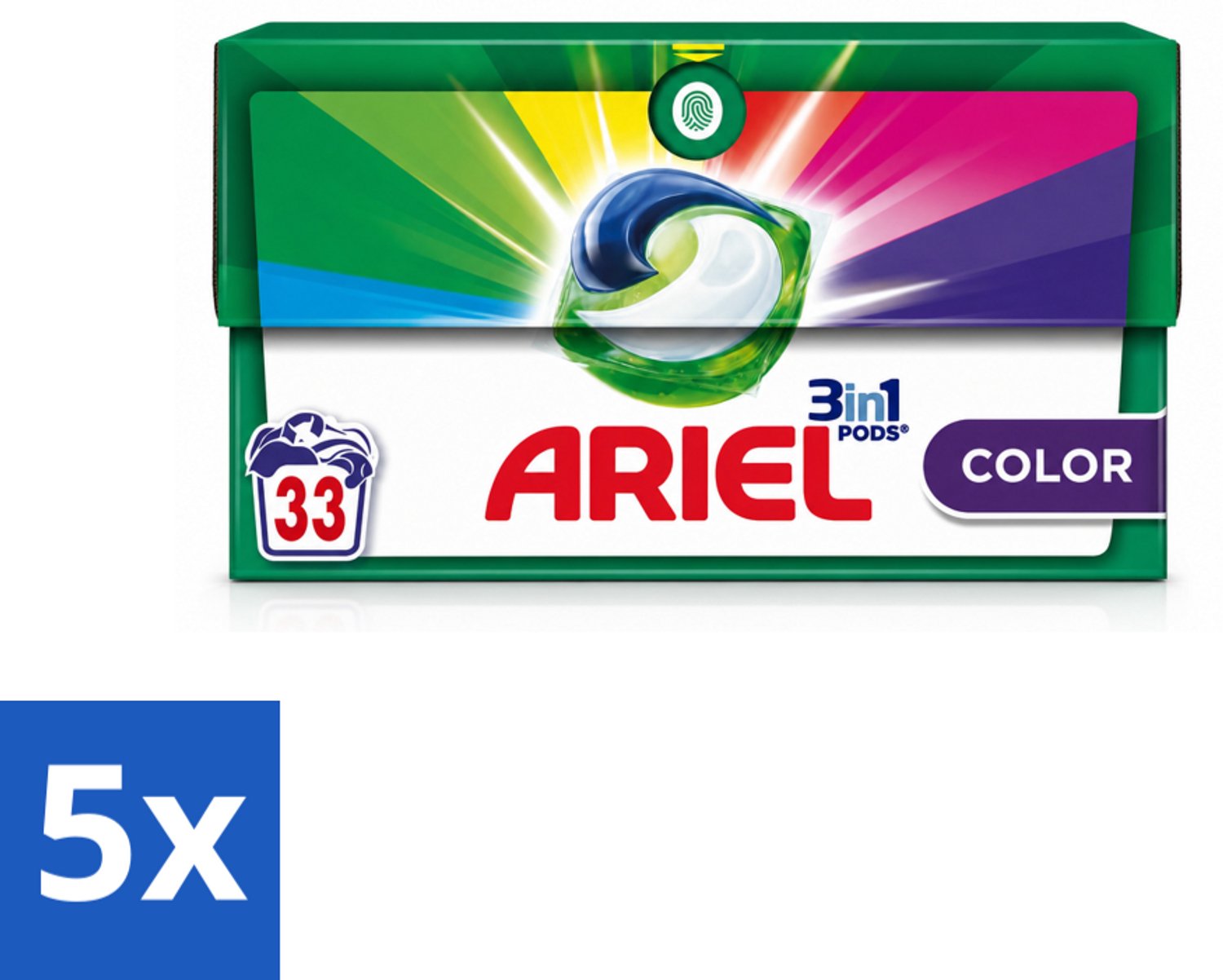 5 x Ariel - 3in1 Wasmiddel Pods - Color - 33 Pods - Voordeelverpakking - 5 stuks