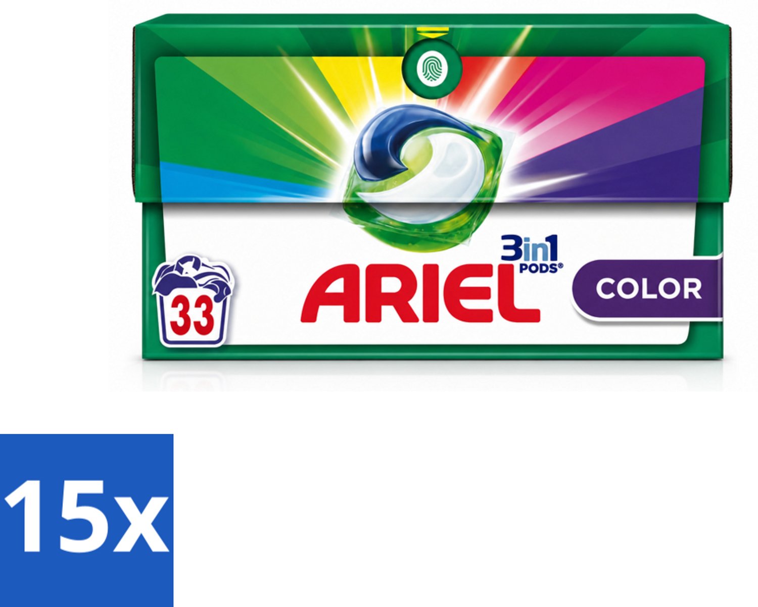 15 x Ariel - 3in1 Wasmiddel Pods - Color - 33 Pods - Voordeelverpakking - 15 stuks