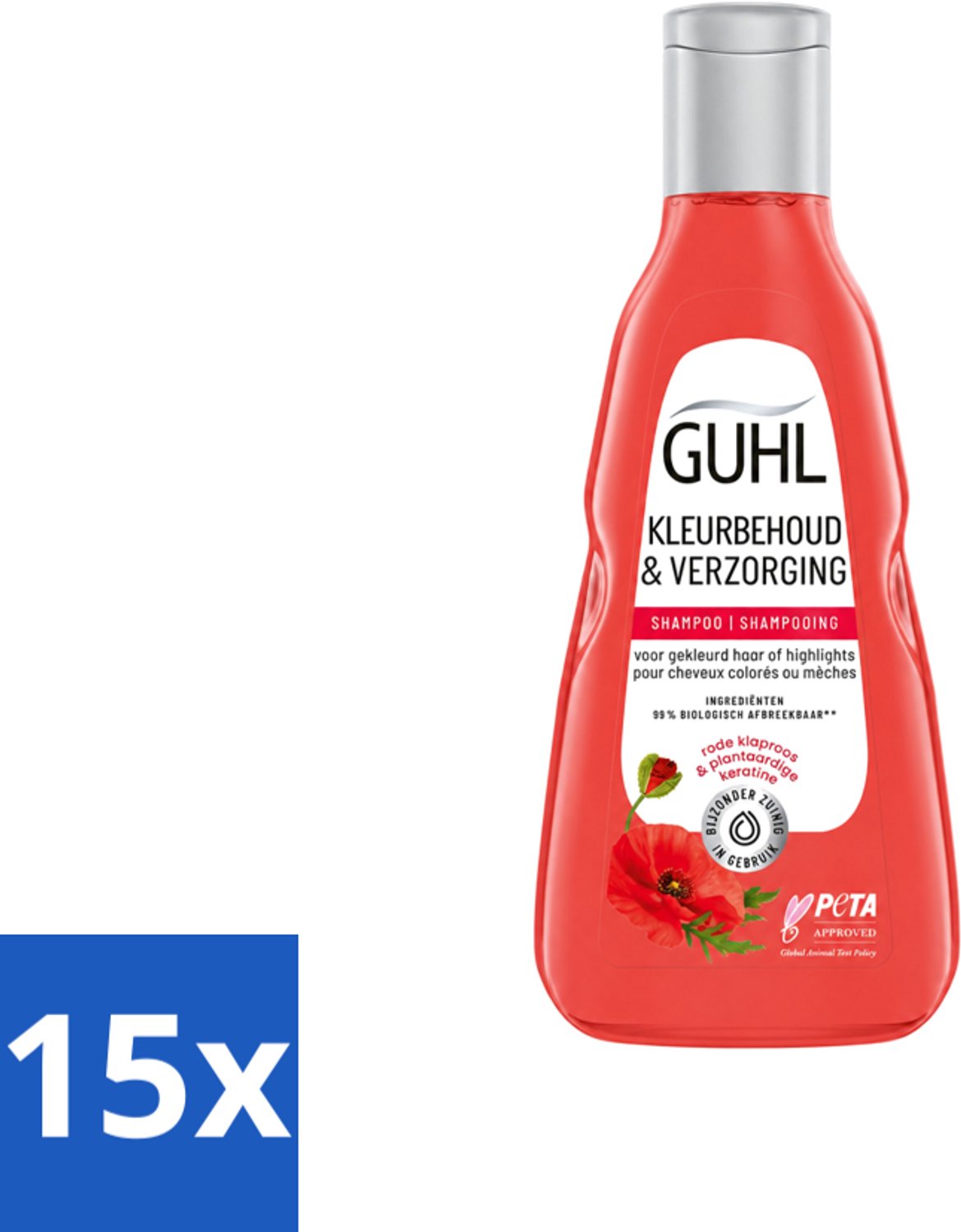 15 x Guhl - Shampoo - Kleurbehoud & Verzorging - 250 ml - Voordeelverpakking - 15 stuks