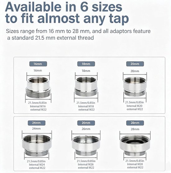 Set met 6 universele kraanadapters — afbeelding 2
