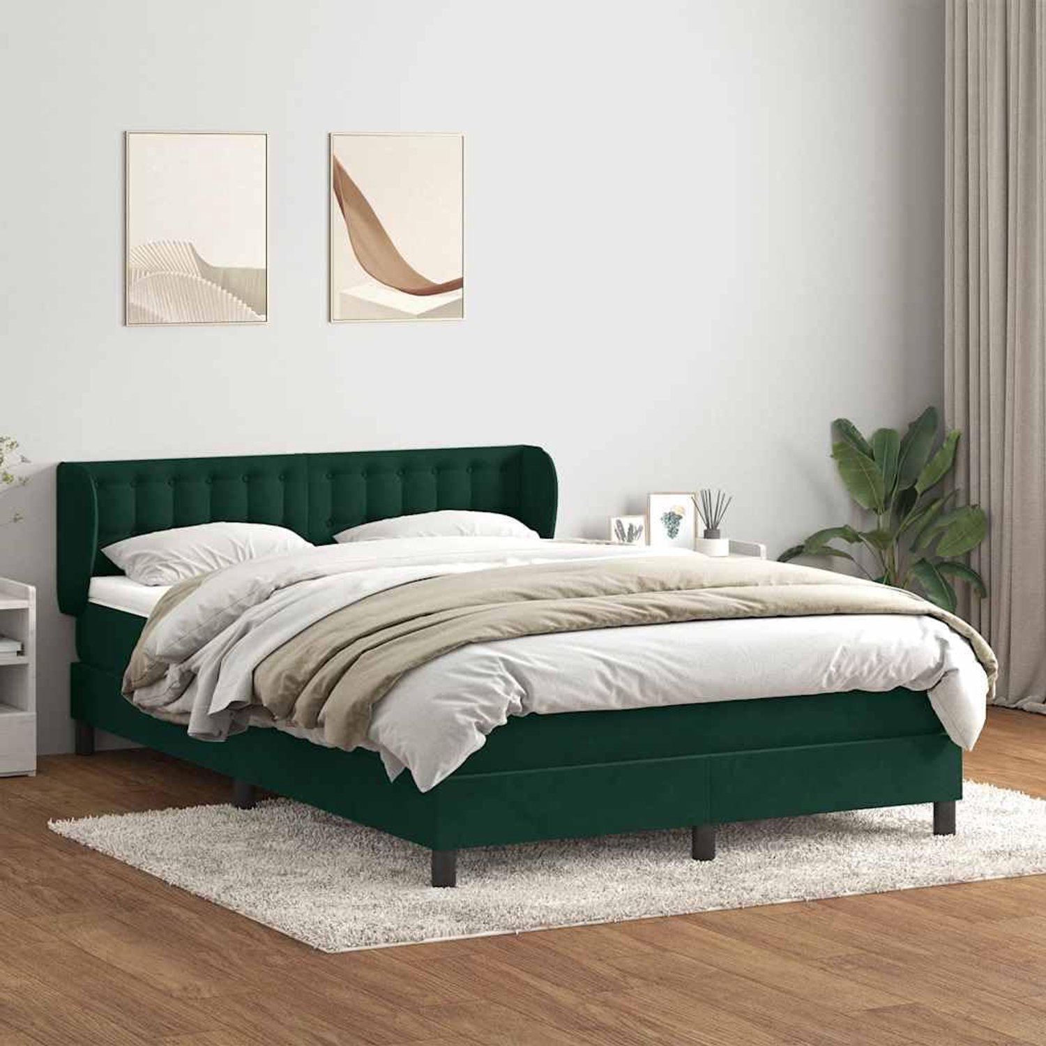Boxspringbed Pocketveringmatras Donkergroen 160x220 cm