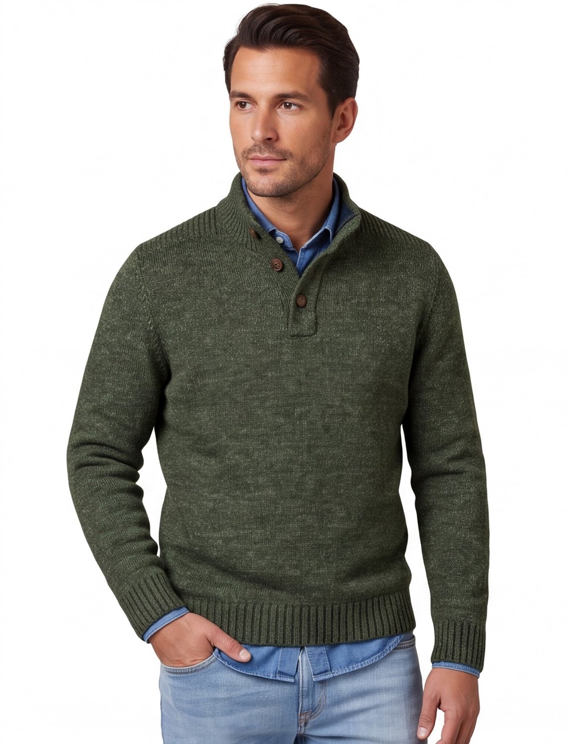 Baileys Trui Half Zip Buttons Faux-Uni Donker Groen / male