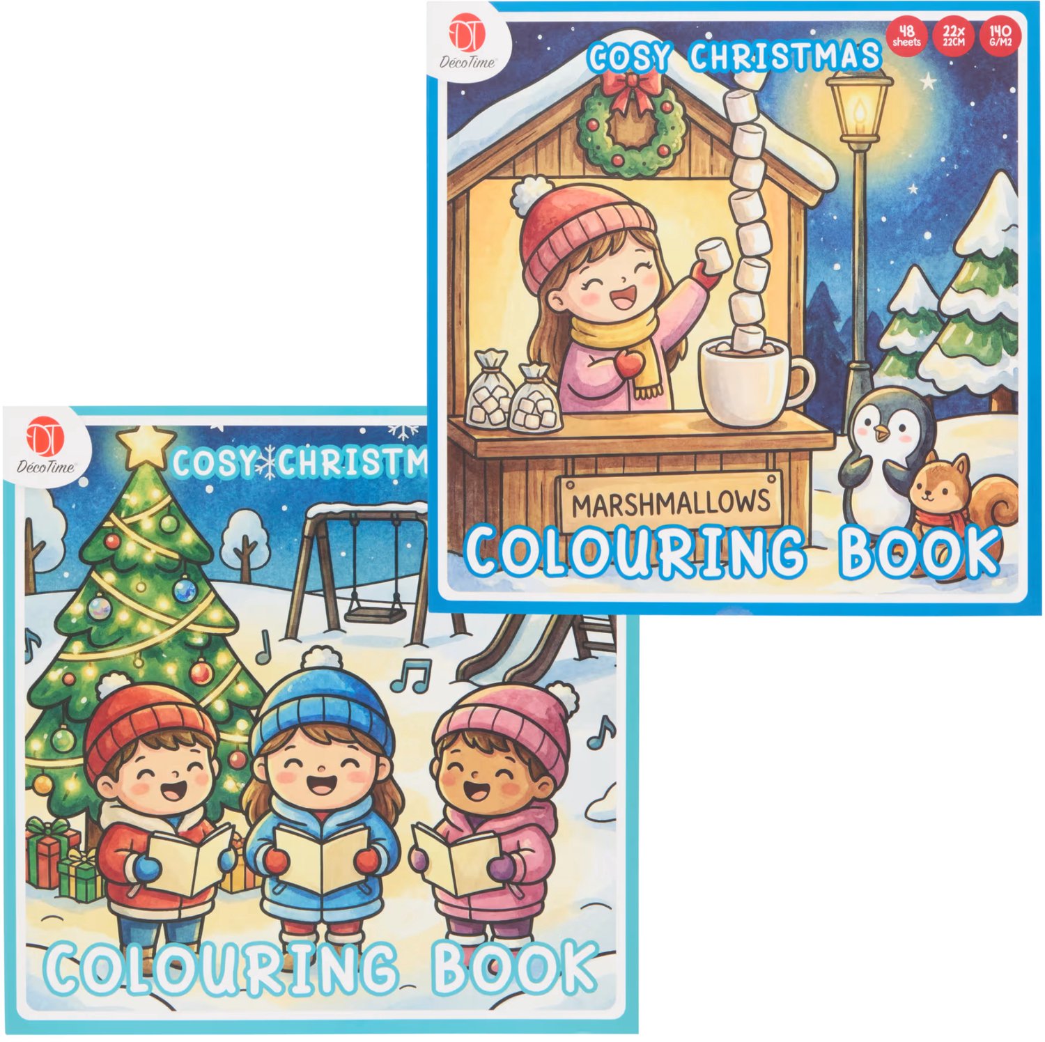 Cozy Christmas - Cozy Coloring Book - Set van 2 - Kleurboek Voor Volwassenen - Cozy Kleurboek - Cozy Coloring - Kleurboek Herfst - Kerst Kleurboekjes - Cozy Europe - Decotime - Little Corner - Cozy Friends - Kleurboek voor volwassenen