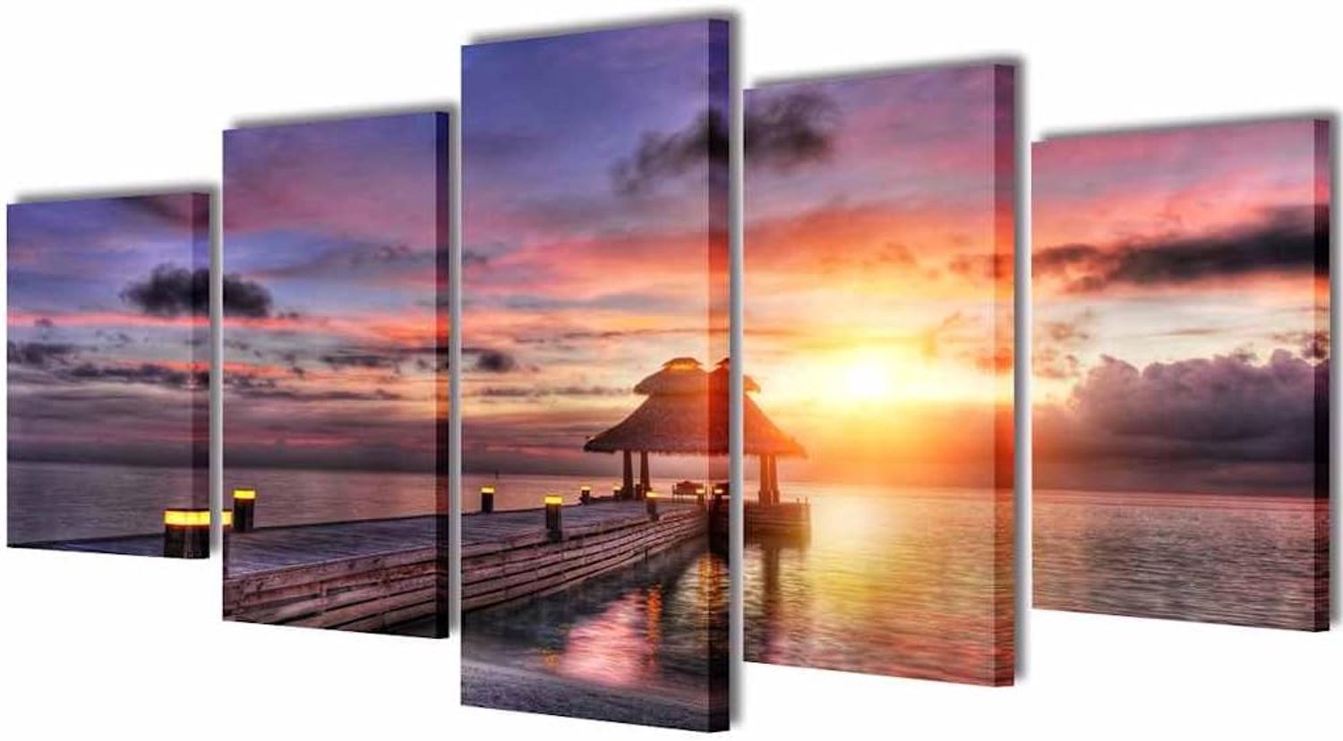 Set strand paviljoen canvas print 5-delig 200 x