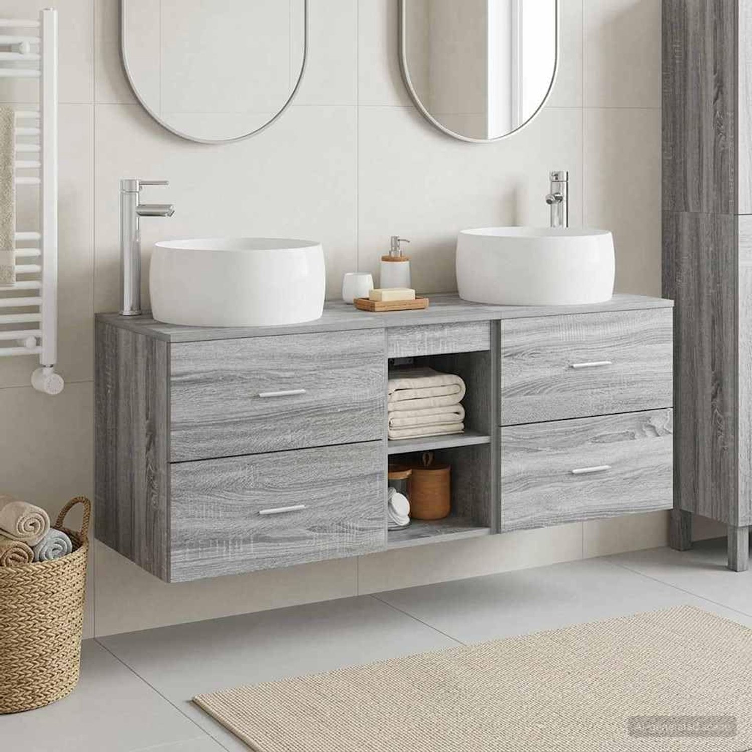 Badkamermeubelset 3 STK. Grijs Sonoma 49,5 x 44,5 x 66 cm