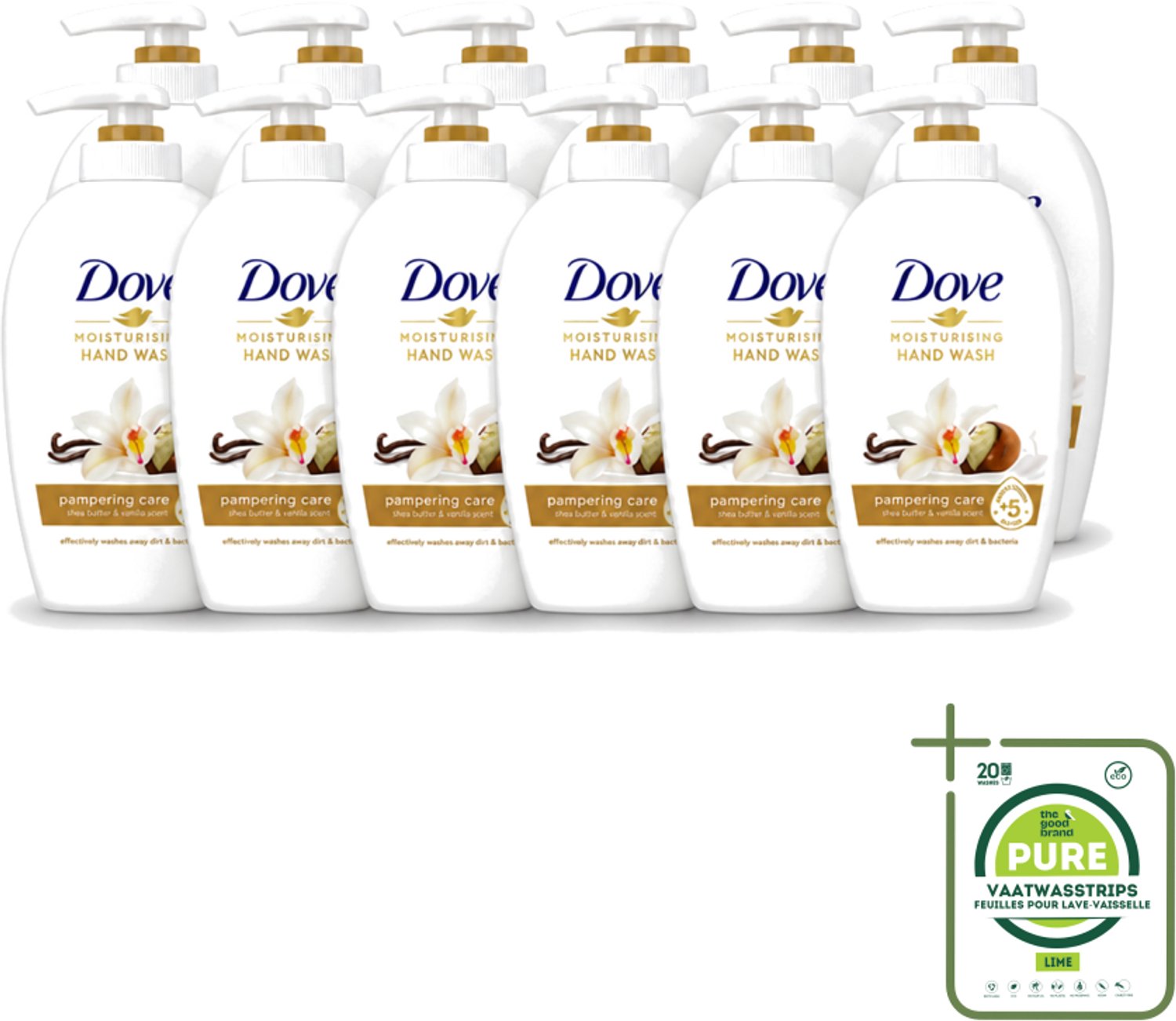 12 x Dove - Handzeep - Pampering Care - Verzachtend - 250 ml - Grootverpakking - Vaatwasstrips - Handzeep - Shea Butter - Handen Verzorgen - Hydraterende Handzeep - Kalmerende Geur