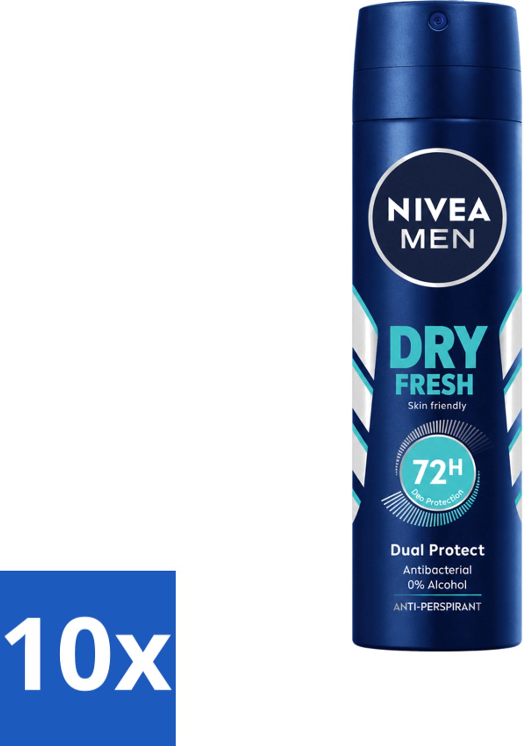 10 x Nivea - Men - Deodorant - Spray - Dry Fresh - 150 ml - Voordeelverpakking - 10 stuks