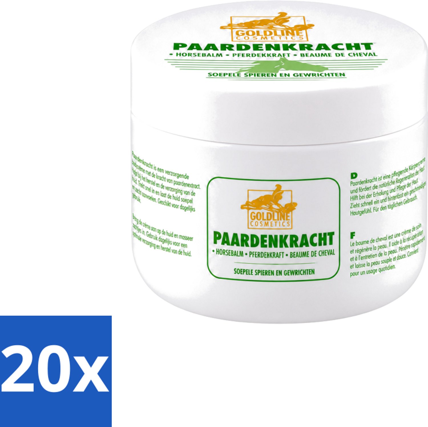 20 x Goldline - Bodycrème - Paardenkracht - Herstel & Verzorging - 250 ml - Voordeelverpakking - 20 stuks