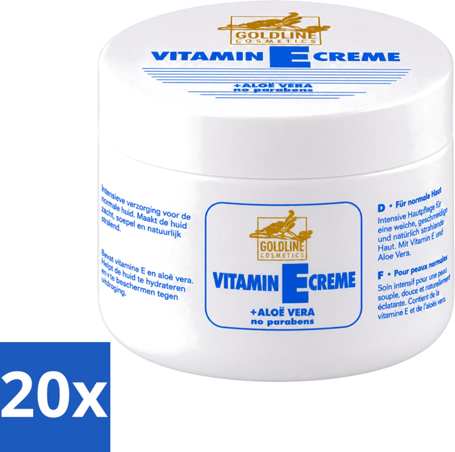 20 x Goldline - Bodycrème - Vitamine-E & Aloë Vera - Normale Huid - Hydraterend - 250 ml - Voordeelverpakking - 20 stuks