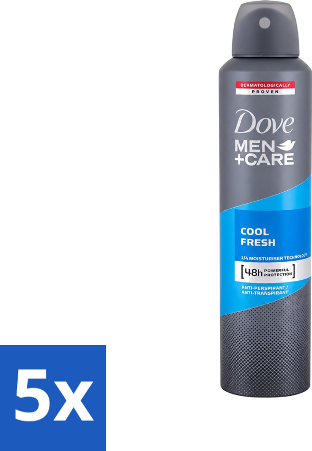 5 x Dove - Deodorant - Spray Men+Care Cool Fresh - Verfrissend en langdurige bescherming - 250 ml - Voordeelverpakking - 5 stuks