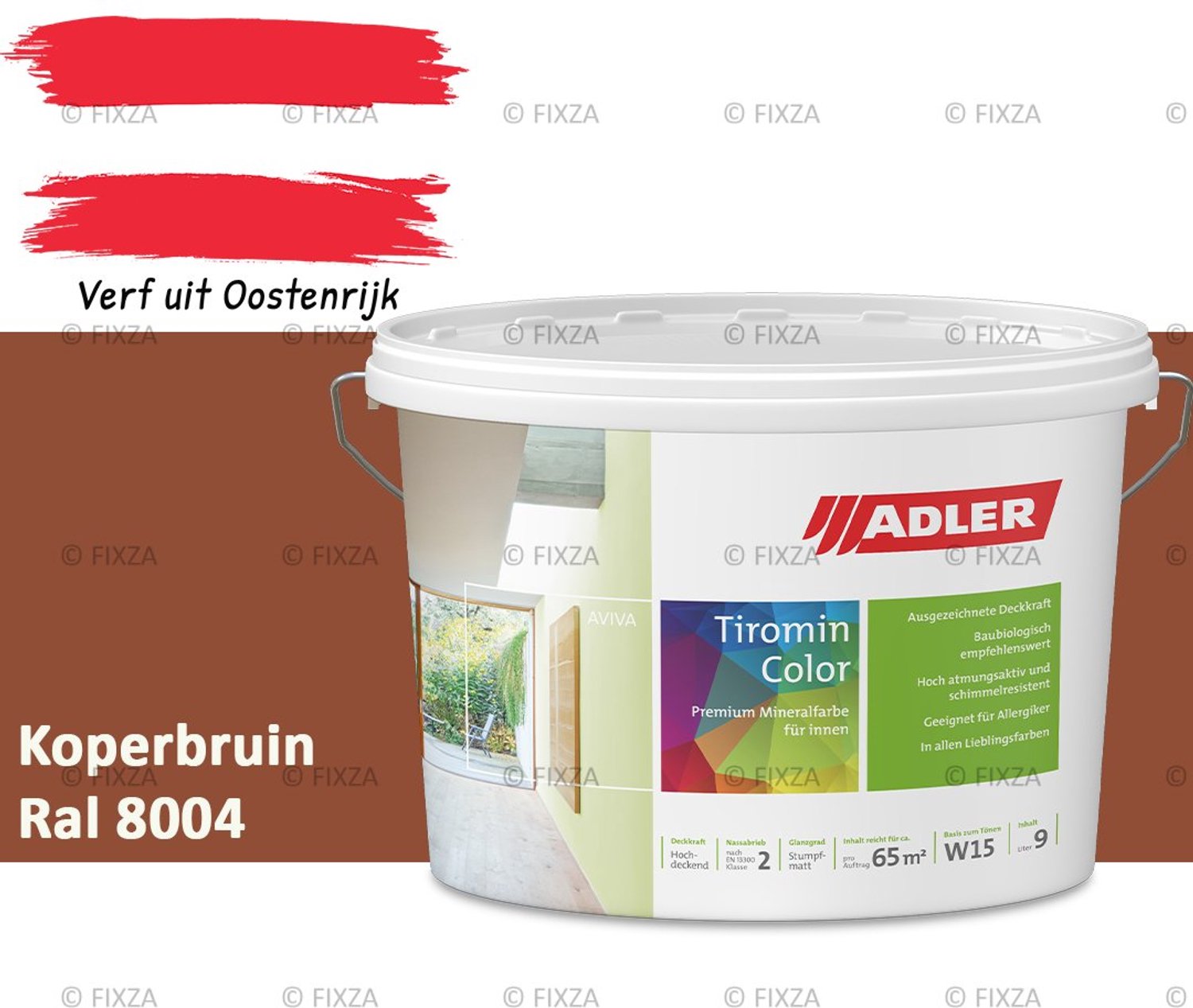 ADLER Aviva Tiromin-Color Silicaat Muurverf Binnen – 1 Liter – RAL 8004 Koperbruin, Hoogdekkende & Ademend – Ecologische Schimmelwerende Wandverf