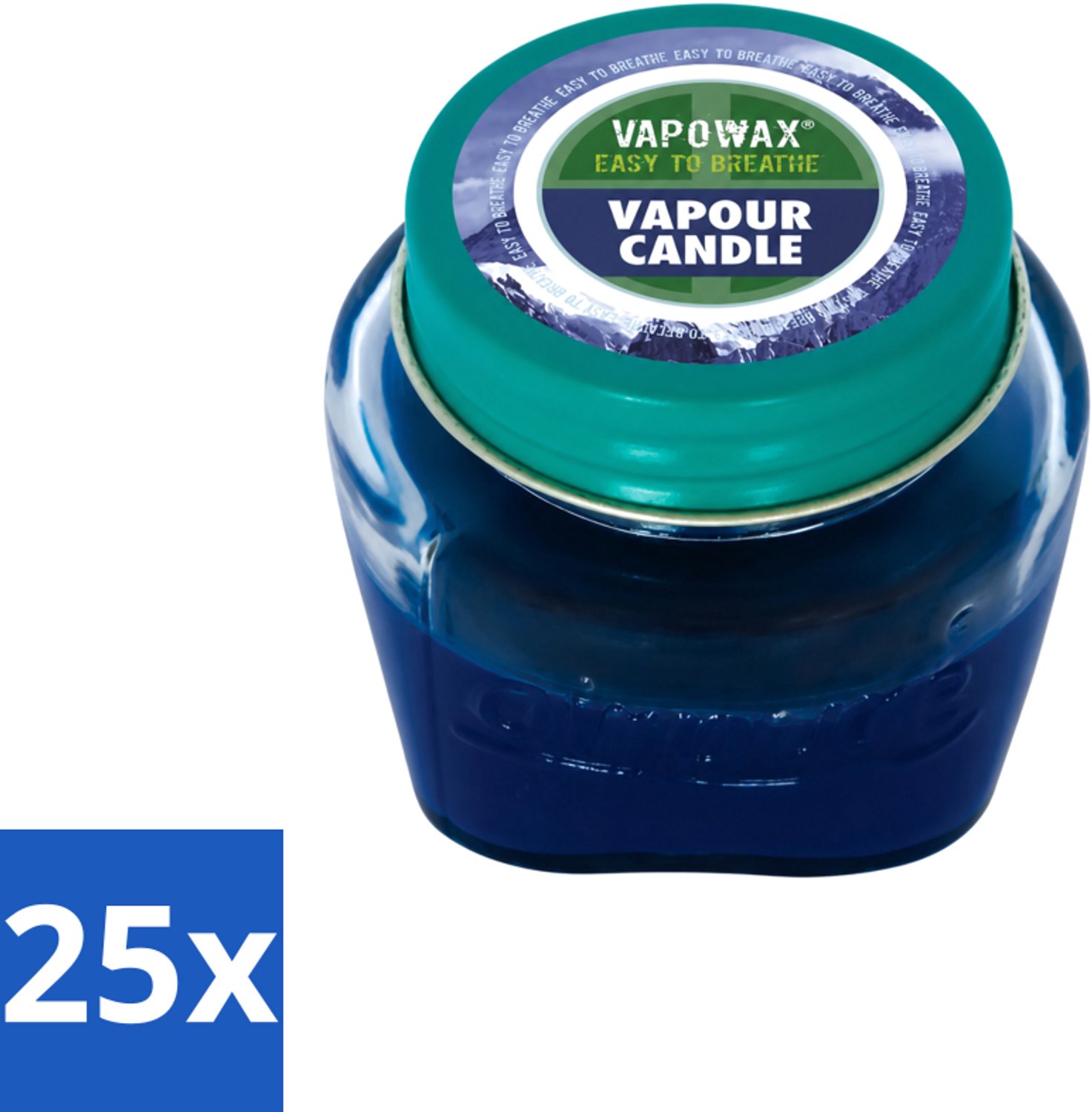 Airpure 25 x Airpure - Kaars Tegen Verkoudheid - Geurkaars - Verlichting bij Verkoudheid - 28,5 g - Voordeelverpakking - 25 stuks blauw