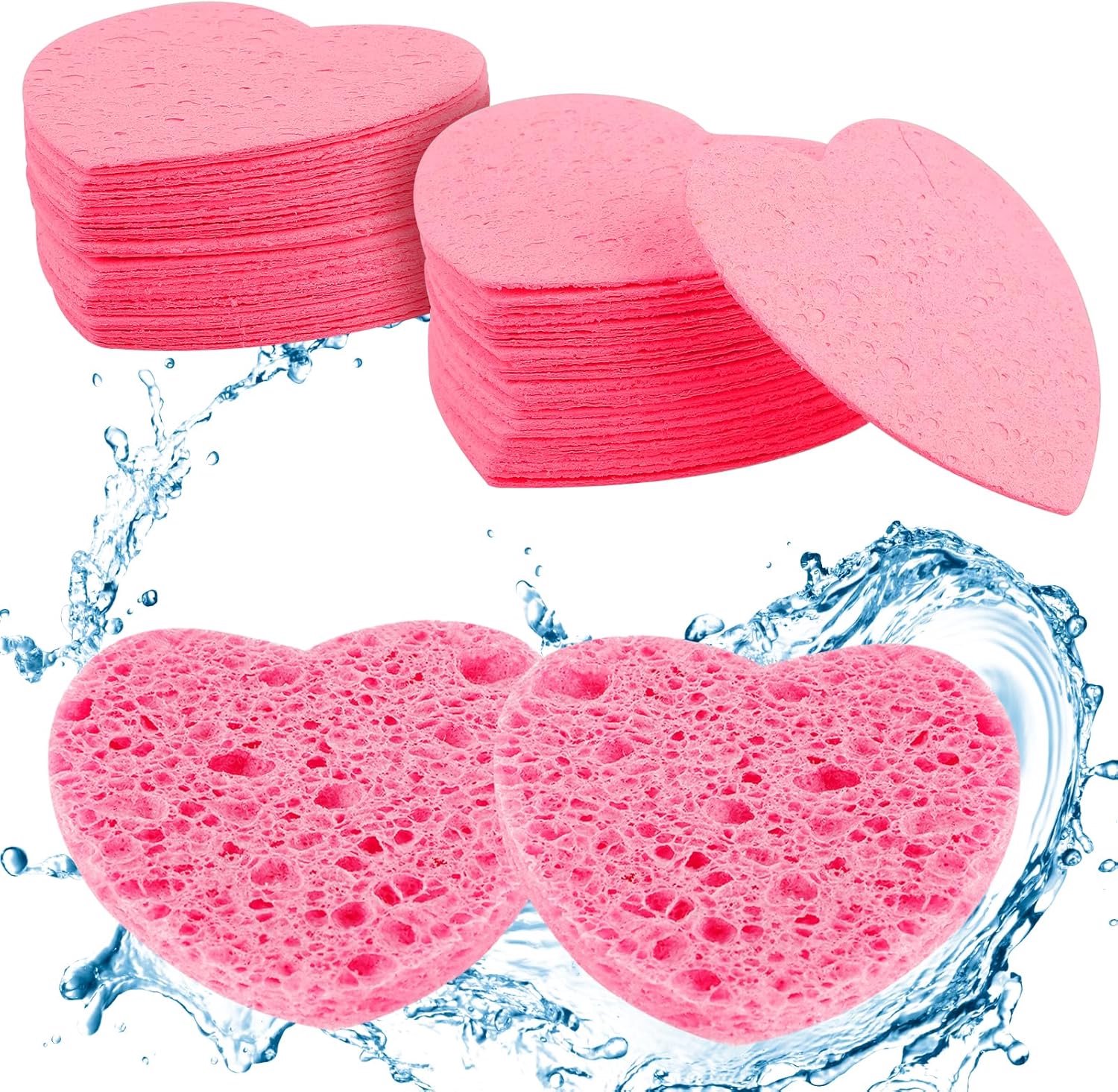 50 stuks gezichtspads Gecomprimeerde gezichtssponzen Dagelijkse reiniging, natuurlijke houtpulp katoen gezichtswassende spons Exfoliërende gezichtsspons, cosmetische sponzen voor make-up verwijdering