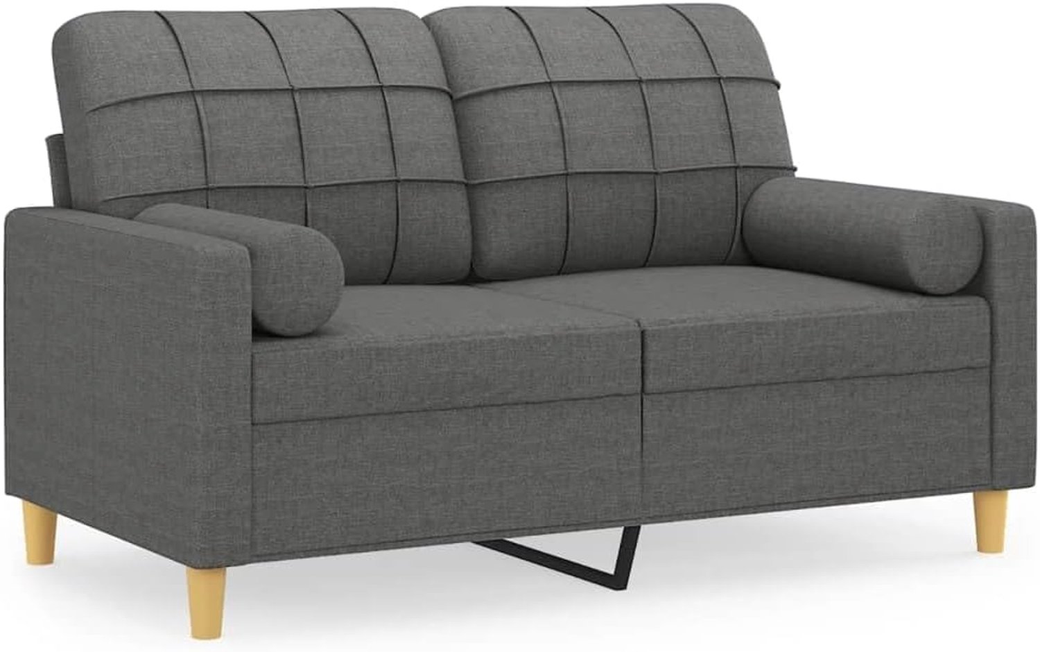 2-zitsbank met sierkussen, donkergrijs, 120 cm, stof, woonkamerbank, kantoorbank, slaapkamerbank, loungebank voor woonkamer, slaapkamer, logeerkamer