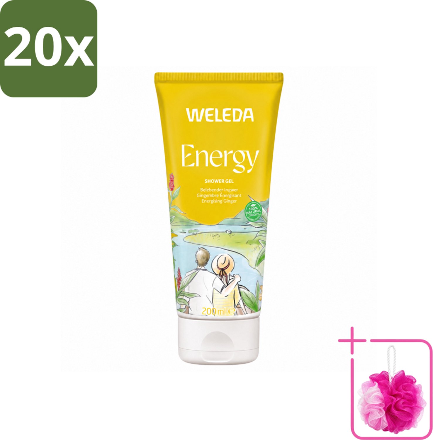 20 x WELEDA - Douchegel Aroma Shower Energy - 200 ml - Bulkverpakking - Energie - Douchemop - Energieboost