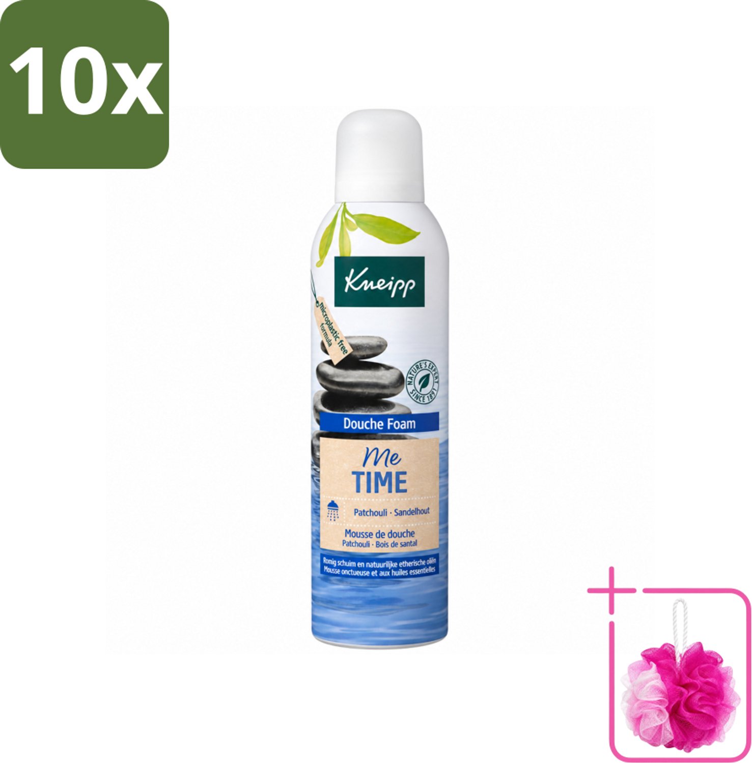 10 x Kneipp - Douche schuim - Me‑Time - Patchouli & Sandelhout - 200 ml - Bulkverpakking - Douche foam - Douchemop - Me-time