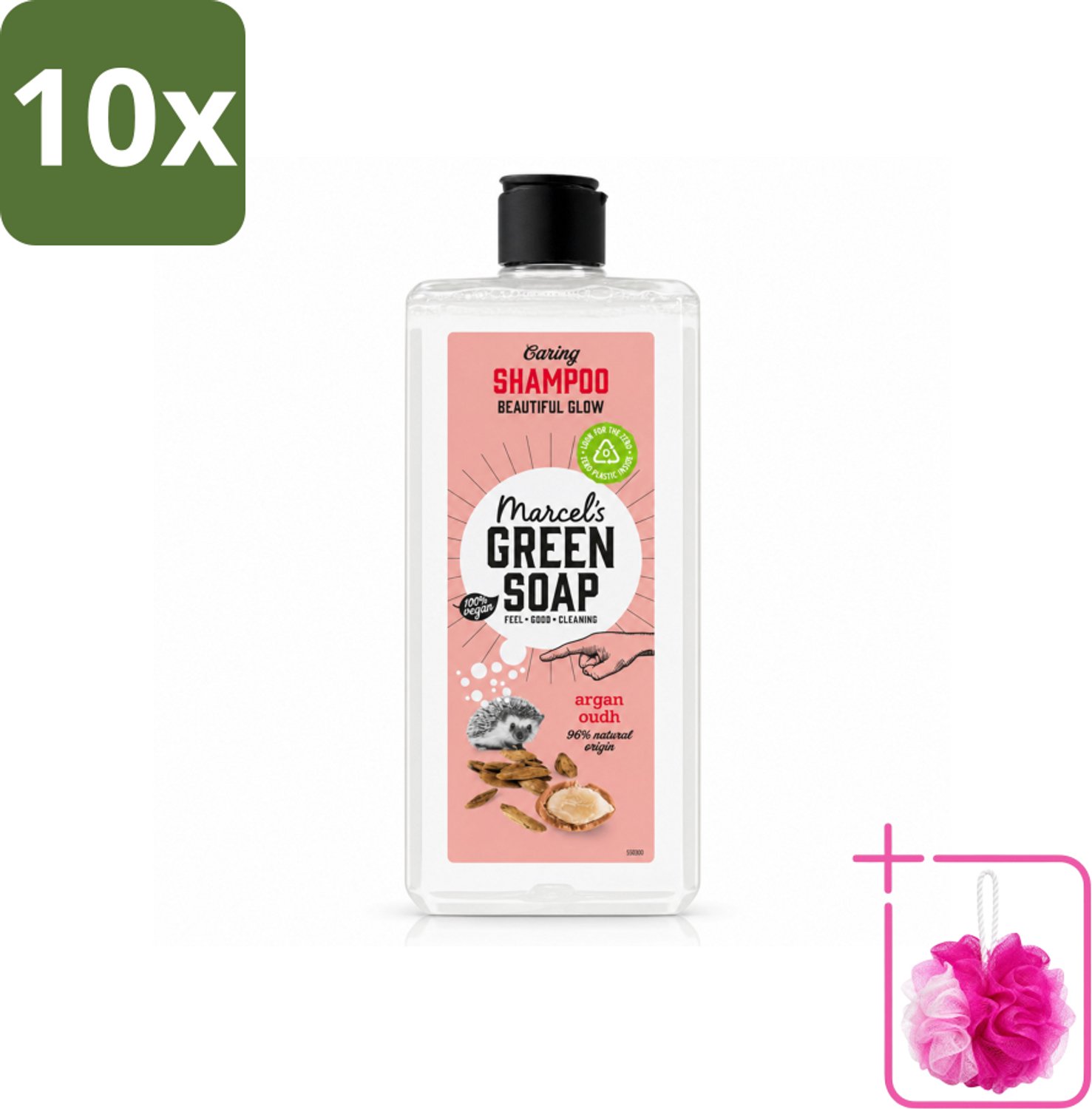 10 x Marcel's Green Soap - Shampoo - Argan & Oudh - Versterkt & verzorgt - 300 ml - Bulkverpakking - Haarverzorging - Douchemop - Natuurlijke shampoo