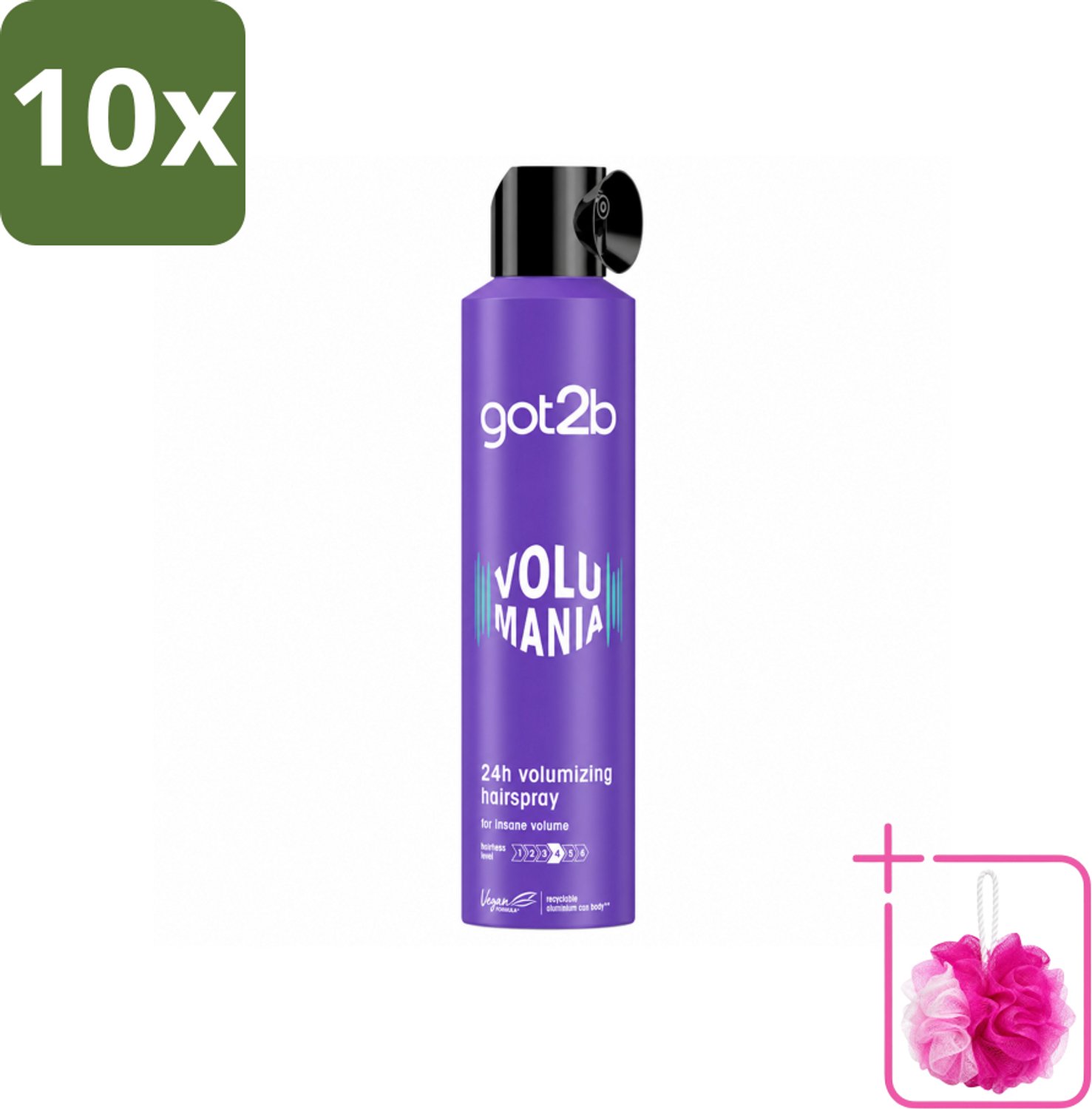 10 x Got2B - Haarspray - Volumania - 300 ml - Bulkverpakking - Haarspray - Douchemop - Volume
