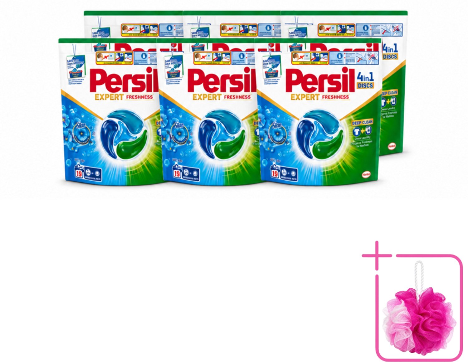 6 x Persil - Wasmiddel - Wasmiddelcapsules Freshness by Silan - Langdurige Frisheid - 19 wasbeurten - Bulkverpakking - Wasmiddelcapsules - Douchemop - Frisheid