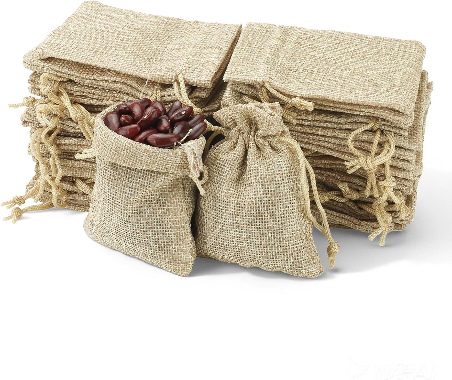 60 stuks 7,9 cm x 9,9 cm faux linnen kleine tas met trekkoord, stoffen geschenkzakjes met koord, zakjes met trekkoord voor sieraden, verjaardag, bruiloft, doe-het-zelf ambachtelijke
