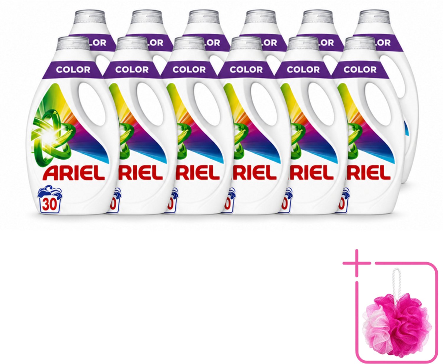 12 x Ariel - Vloeibaar Wasmiddel - Color - 30 Wasbeurten - 1350 ml - Bulkverpakking - Kleurbehoud - Douchemop - Vlekverwijdering