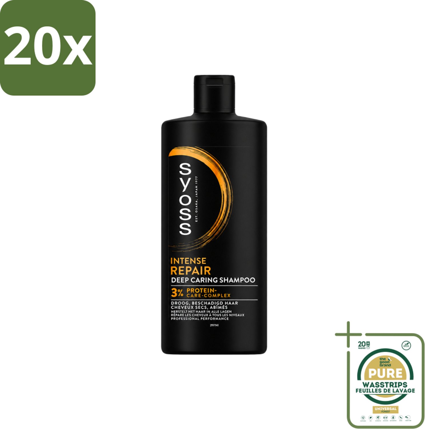 20 x SYOSS - Repair 440 ml - Shampoo - Herstellende Formule - 440ml - Wasstrips - Herstel Haar - Beschadigd Haar - Droog Haar - Haar Herstel - Haar Verzorging