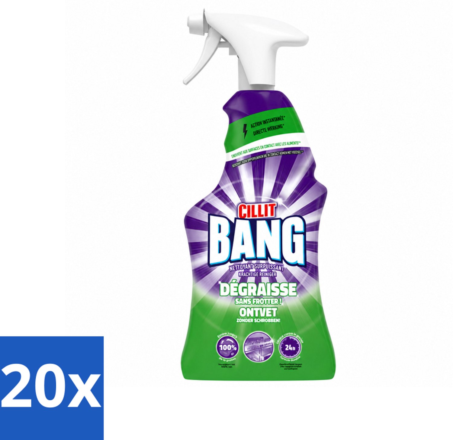 20 x Cillit Bang – Schoonmaakspray – Universal Ontvetter – 750 ml - Voordeelverpakking - 20 stuks