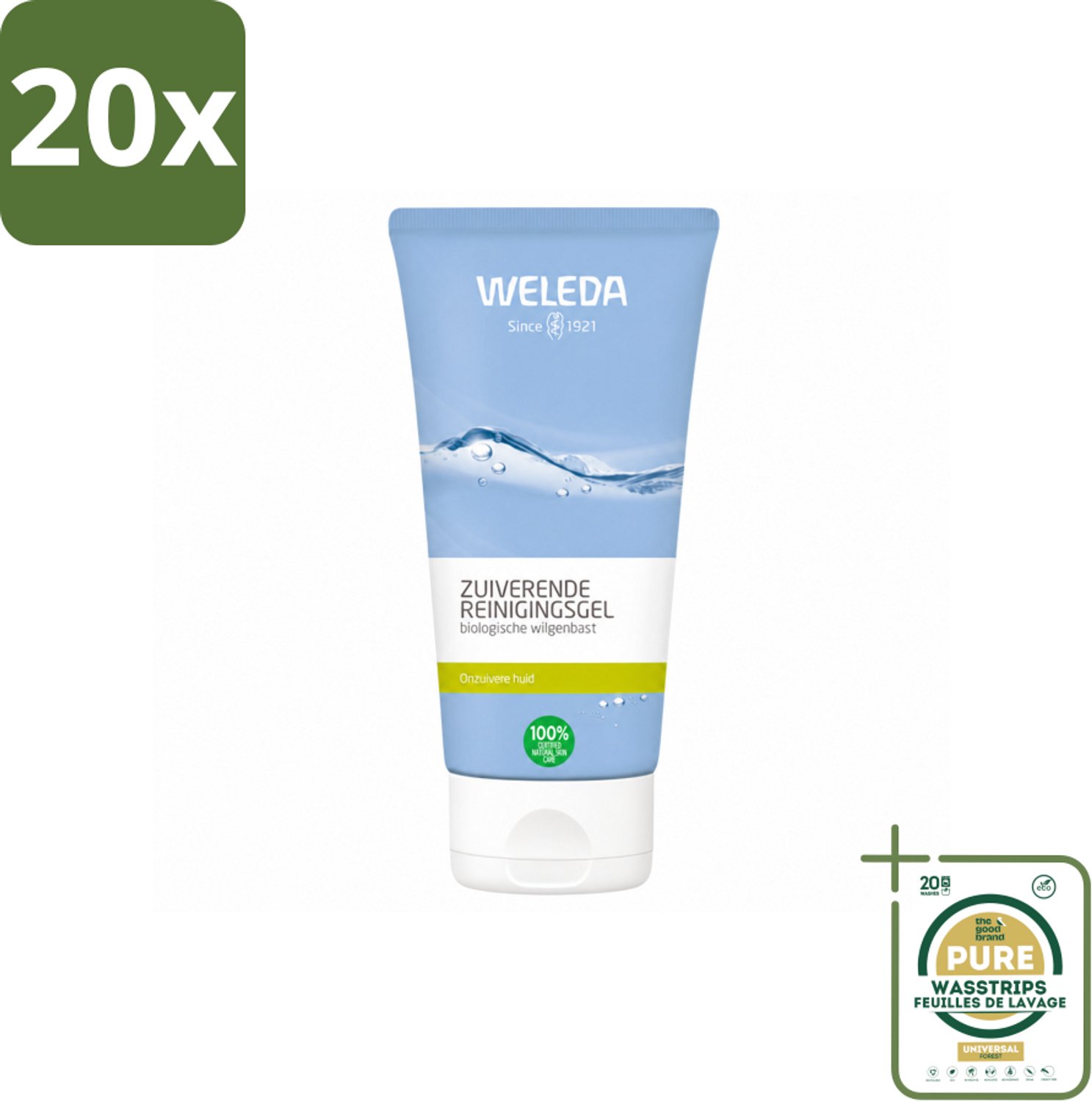 20 x WELEDA - Reinigingsgel Zuiverend - Voor onzuivere huid - 100 ml - Wasstrips - Reinigingsgel - Onzuivere Huid - Puistjes - Mee-eters - Natuurlijke Reiniging