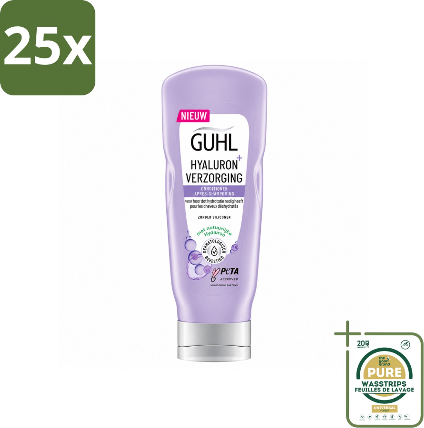 25 x Guhl - Conditioner - Hyaluron+ Verzorging - 200 ml - Wasstrips - Haarverzorging - Hyaluron - Vochtigheid - Droog Haar - Gezond Haar
