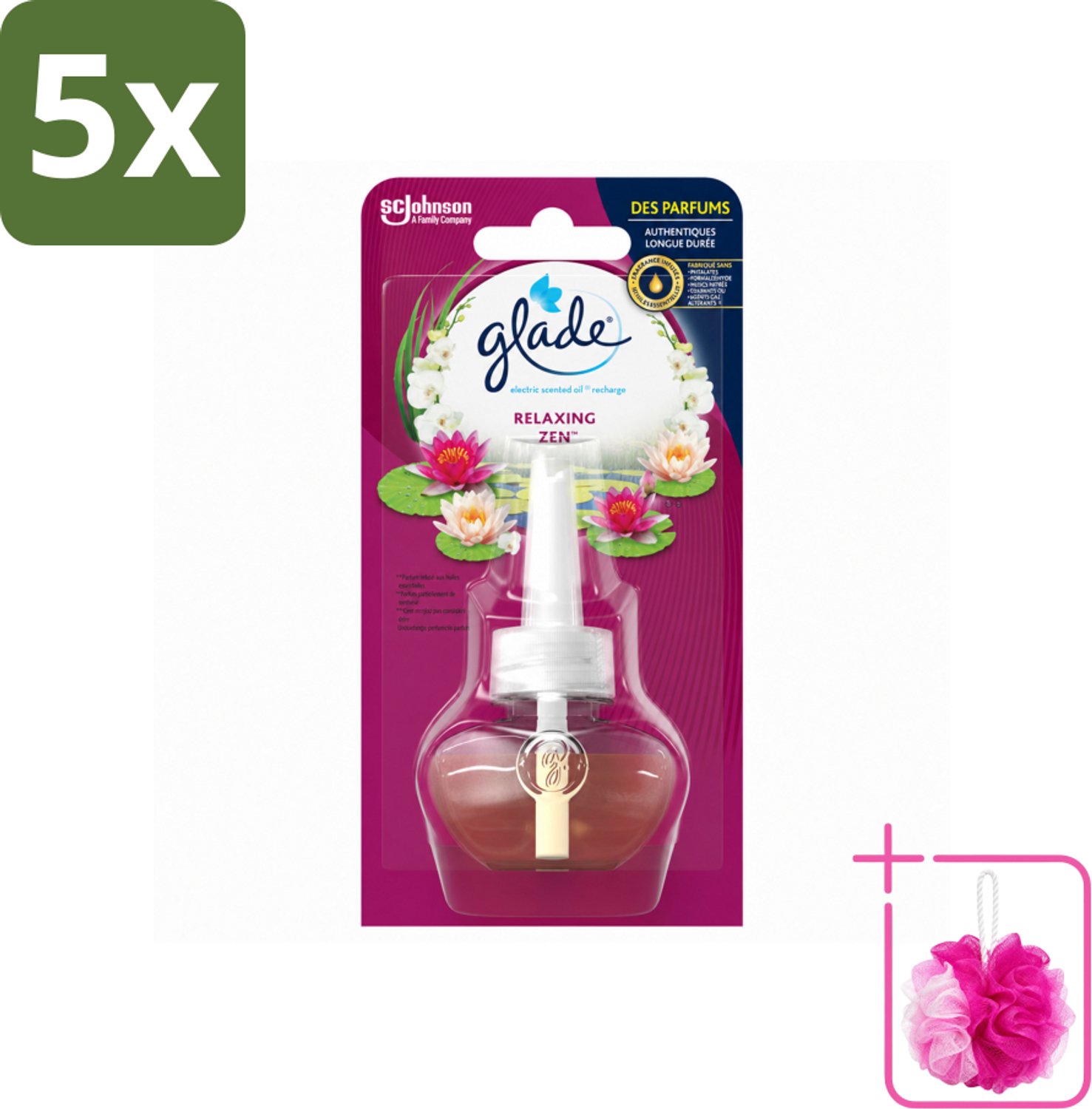 5 x Glade - Navulling Elektrische Olie - Relaxing Zen - Zonder Houder - Bulkverpakking - Ontspanning - Douchemop - Geur