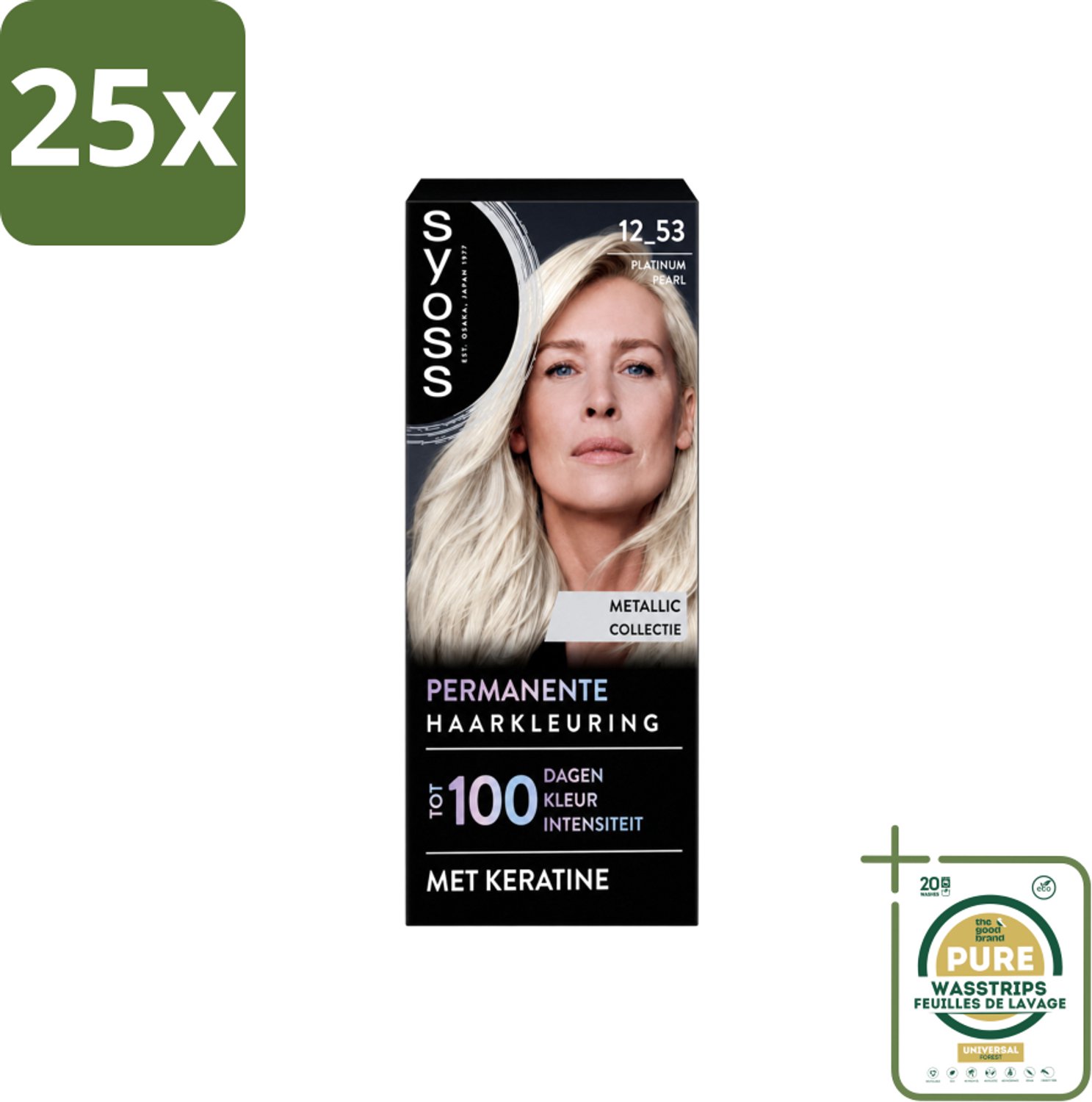 25 x SYOSS - Coloration 12-53 Platinum Pearl - Haarverf - Grijsdekking - Vermindert Haarbreuk - Wasstrips - Haarverf - Grijsdekking - Permanent Haarkleur - Haarkleur - Haarverf Grijs