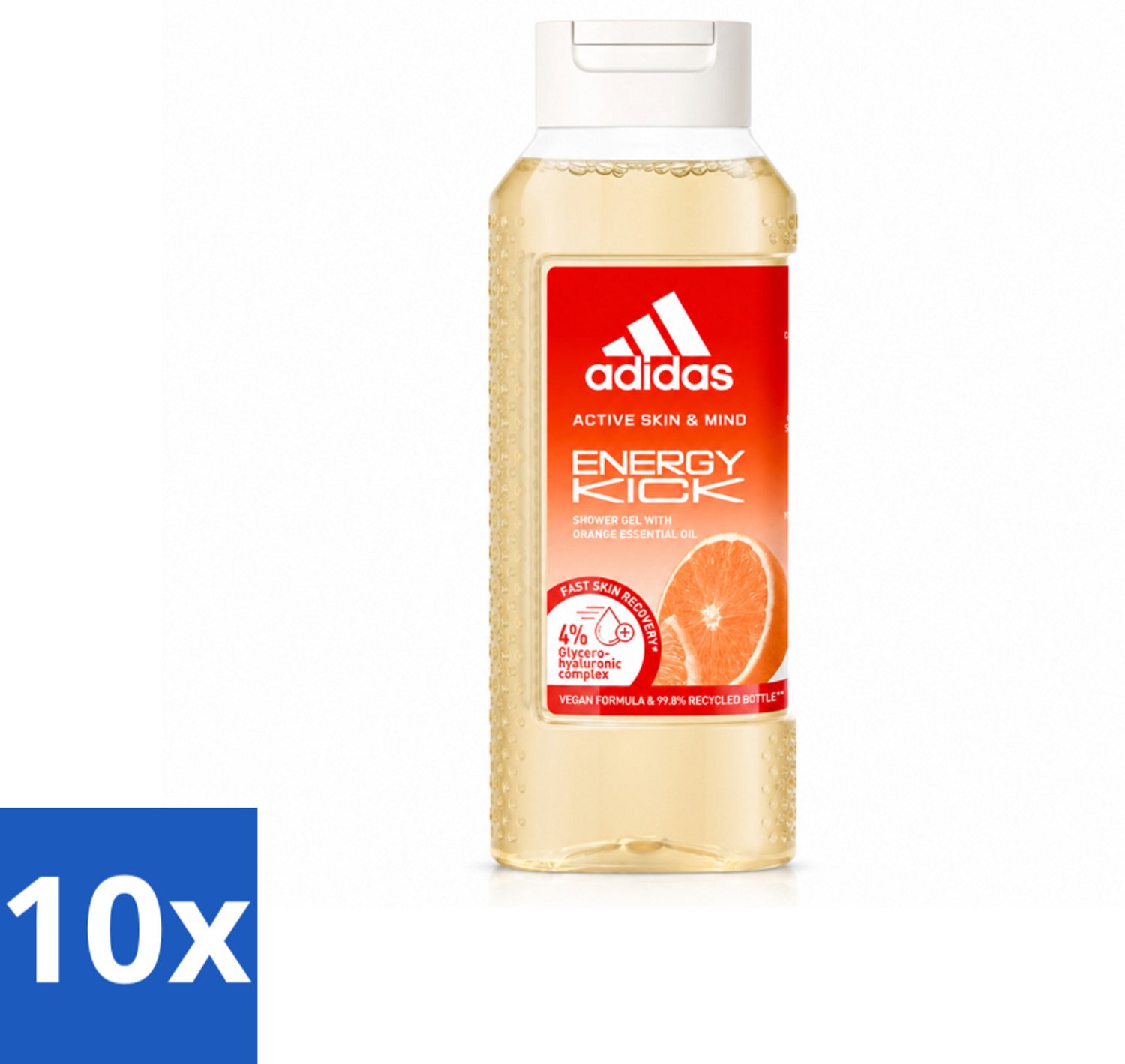 10 x Adidas – Douchegel – Active Skin & Mind Energy Kick – 250 ml - Voordeelverpakking - 10 stuks