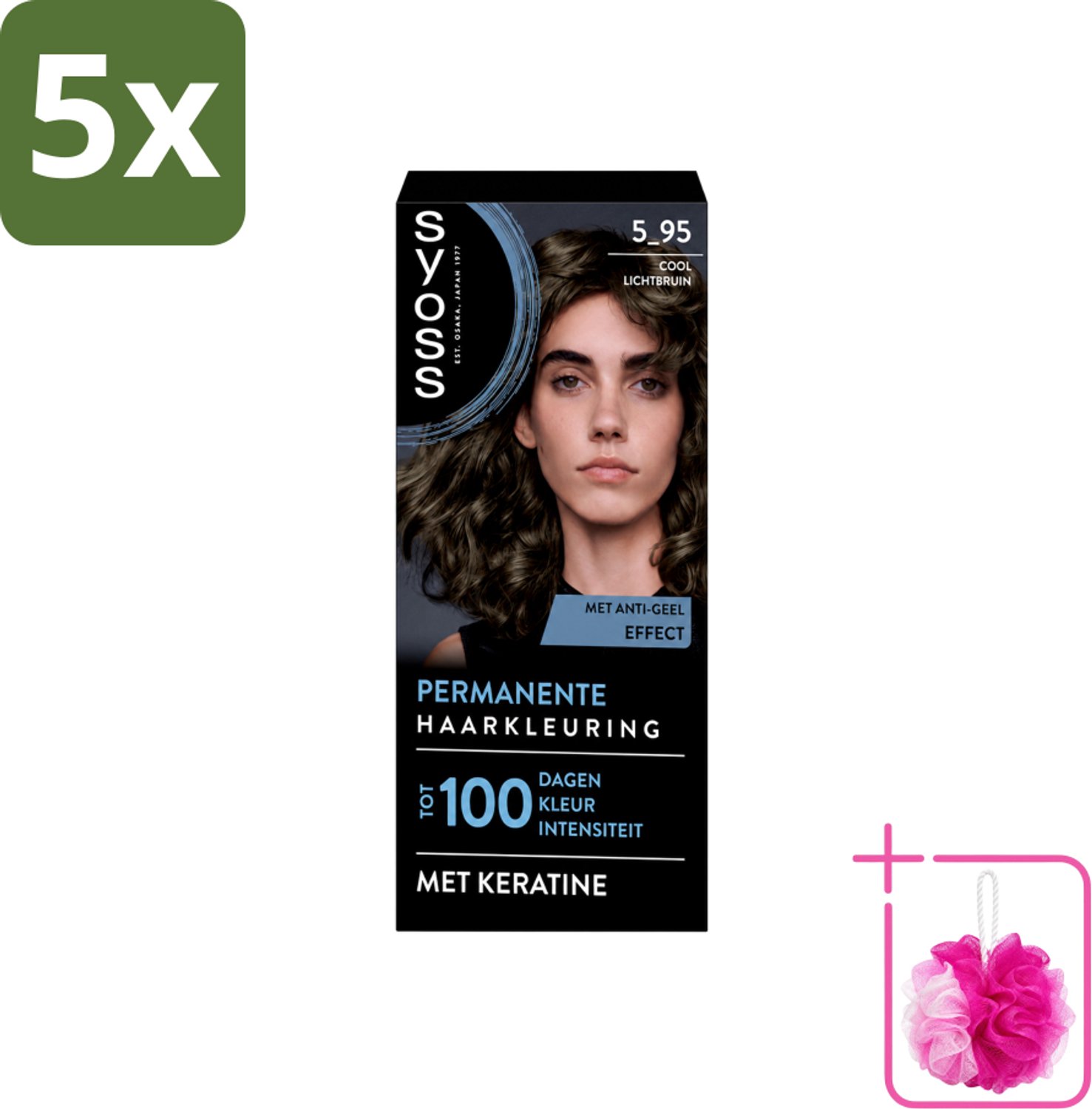 5 x SYOSS - Permanent Coloration 5-95 - Haarverf - Permanente Haarkleuring - Cool Lichtbruin - Grijsdekking - Vermindert Haarbreuk - Bulkverpakking - Haarkleur - Douchemop - Haarkleuringscrème