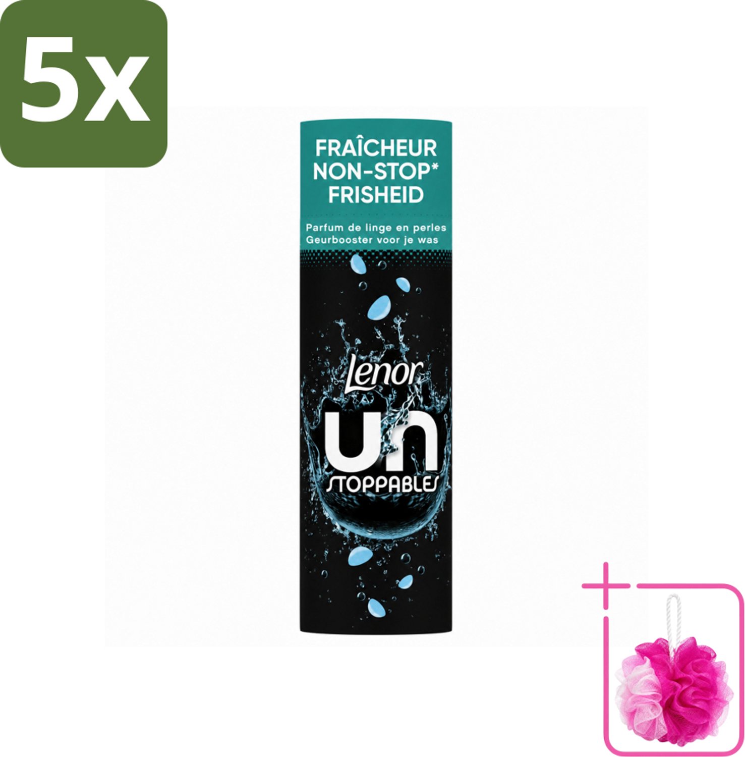 5 x Lenor Unstoppables - Geurbooster - Fris - Non-Stop Frisheid - 19 Wasbeurten - Bulkverpakking - Geurbooster - Douchemop - Frisheid