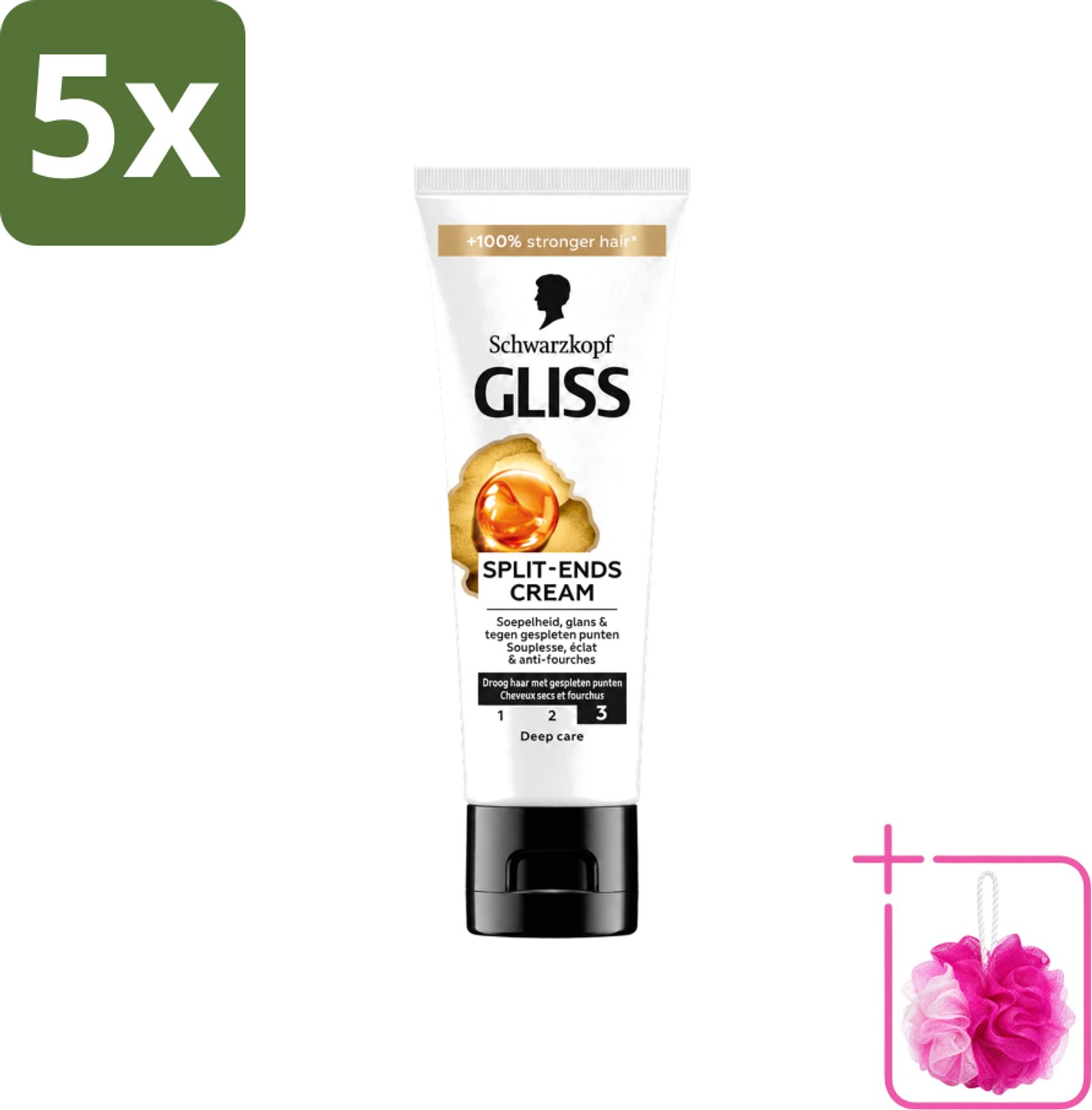 5 x Gliss - Split-Ends Cream - Tegen Gespleten Haarpunten - 50 ml - Bulkverpakking - Gespleten haarpunten - Douchemop - Haarverzorging