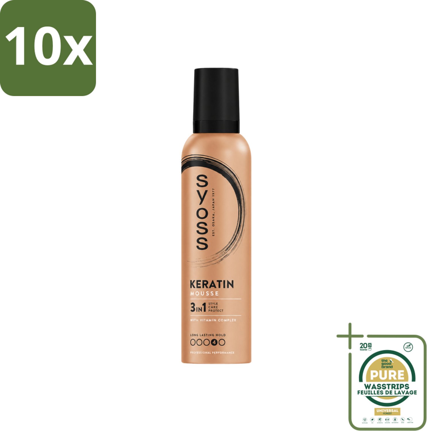 10 x Syoss - Keratin - Haarmousse - Versterkt Haarvezels - 250 ml - Wasstrips - Haarmousse - Haarversterking - Styling - Haarverzorging - Haarstructuur